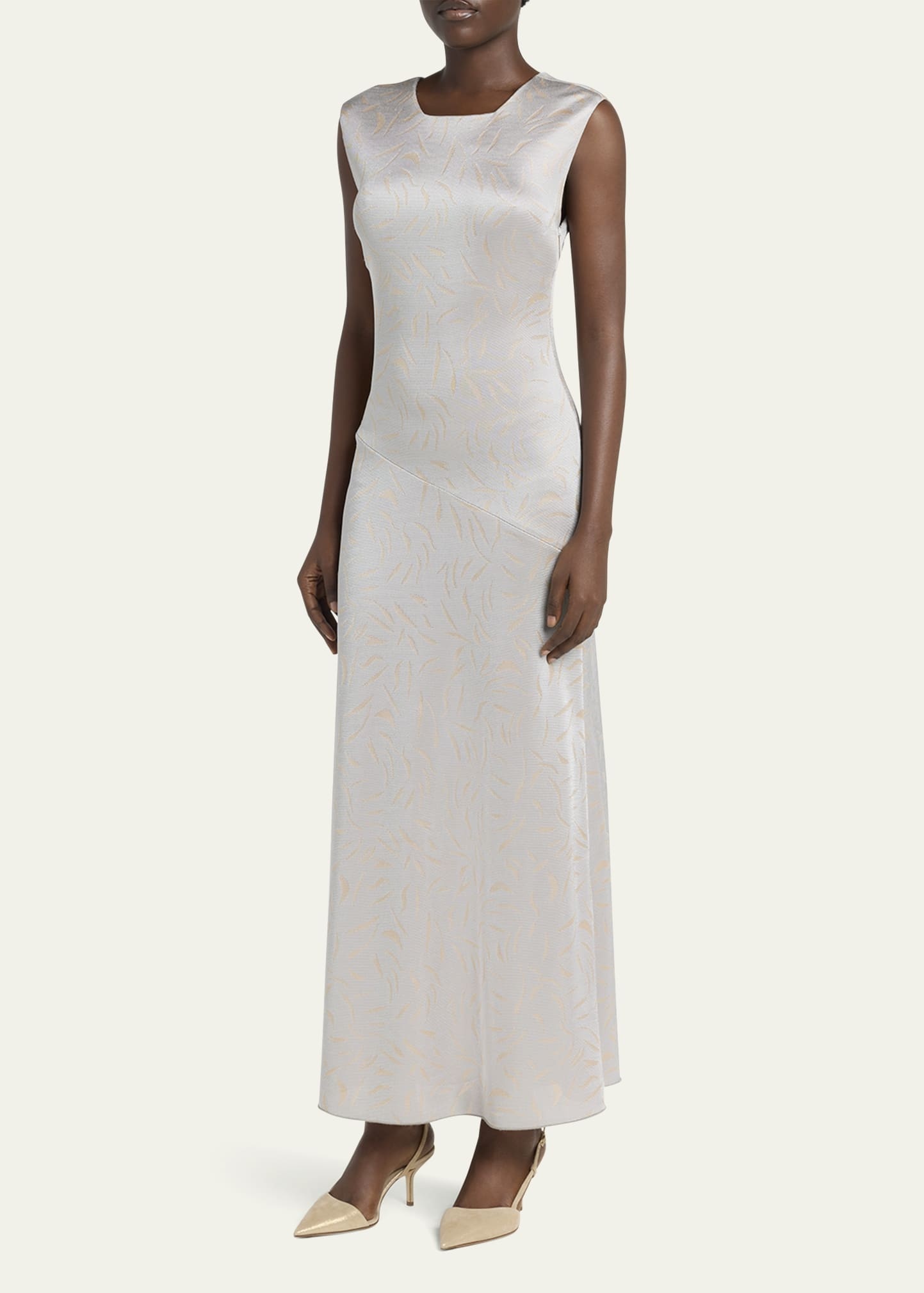 Printed Shiny Viscose Jacquard Maxi Dress - 4