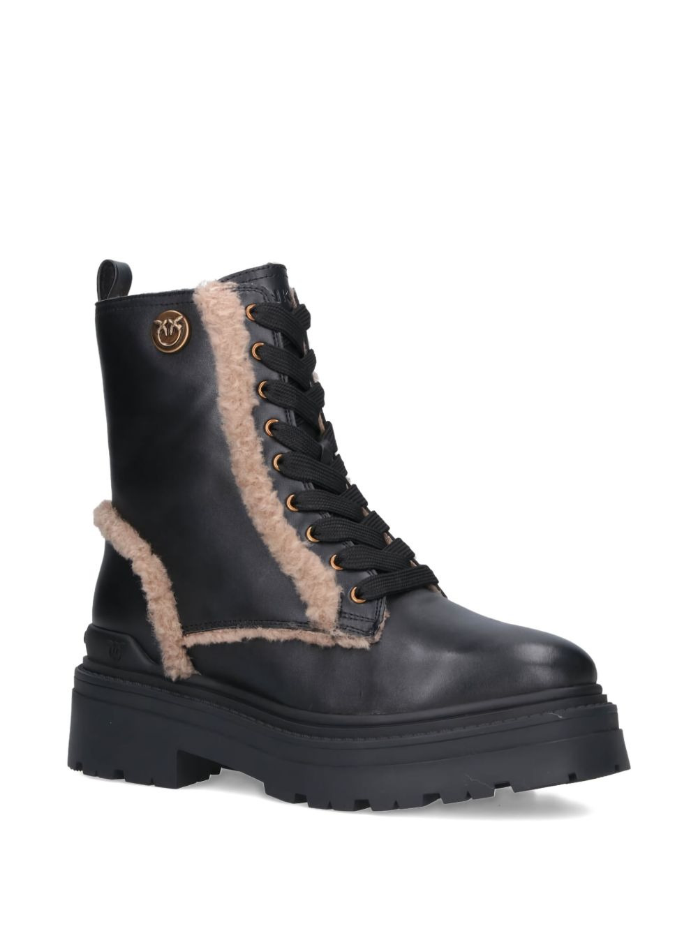 lace-up shearling trim boots - 2