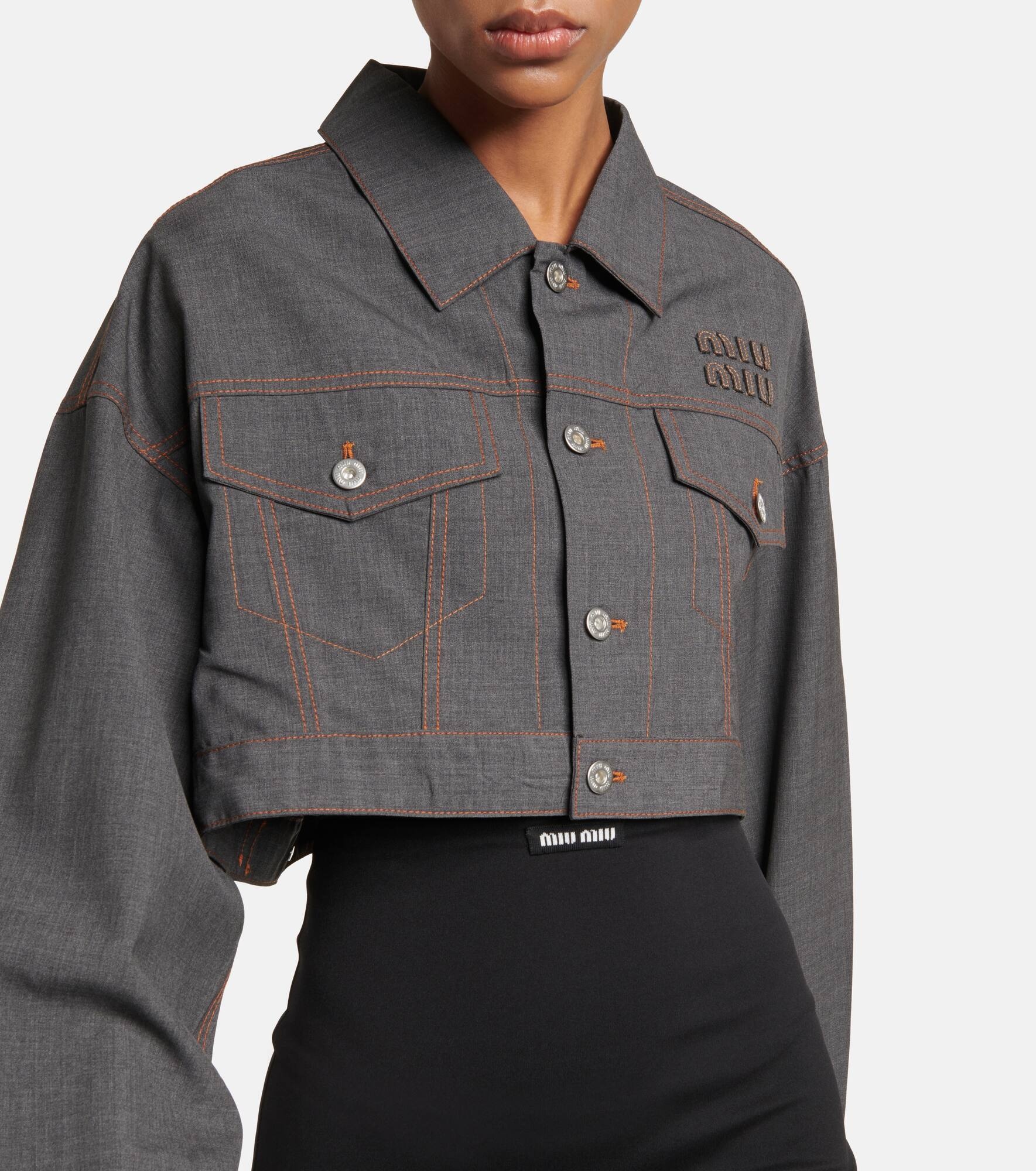 Cropped virgin wool jacket - 5