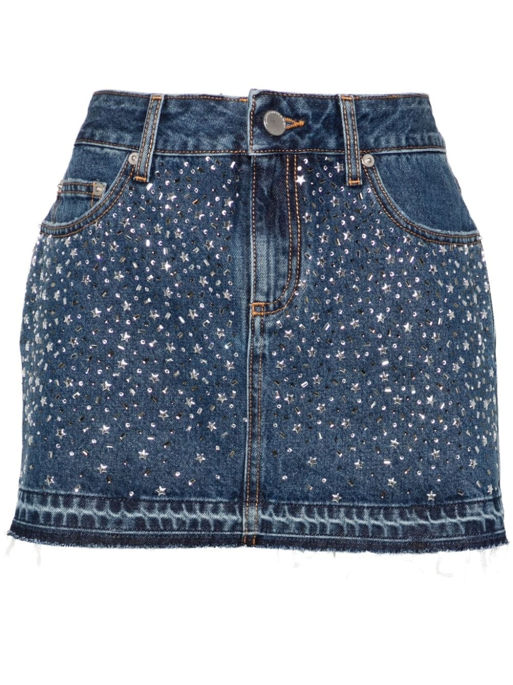 stud-embellished denim mini skirt - 1
