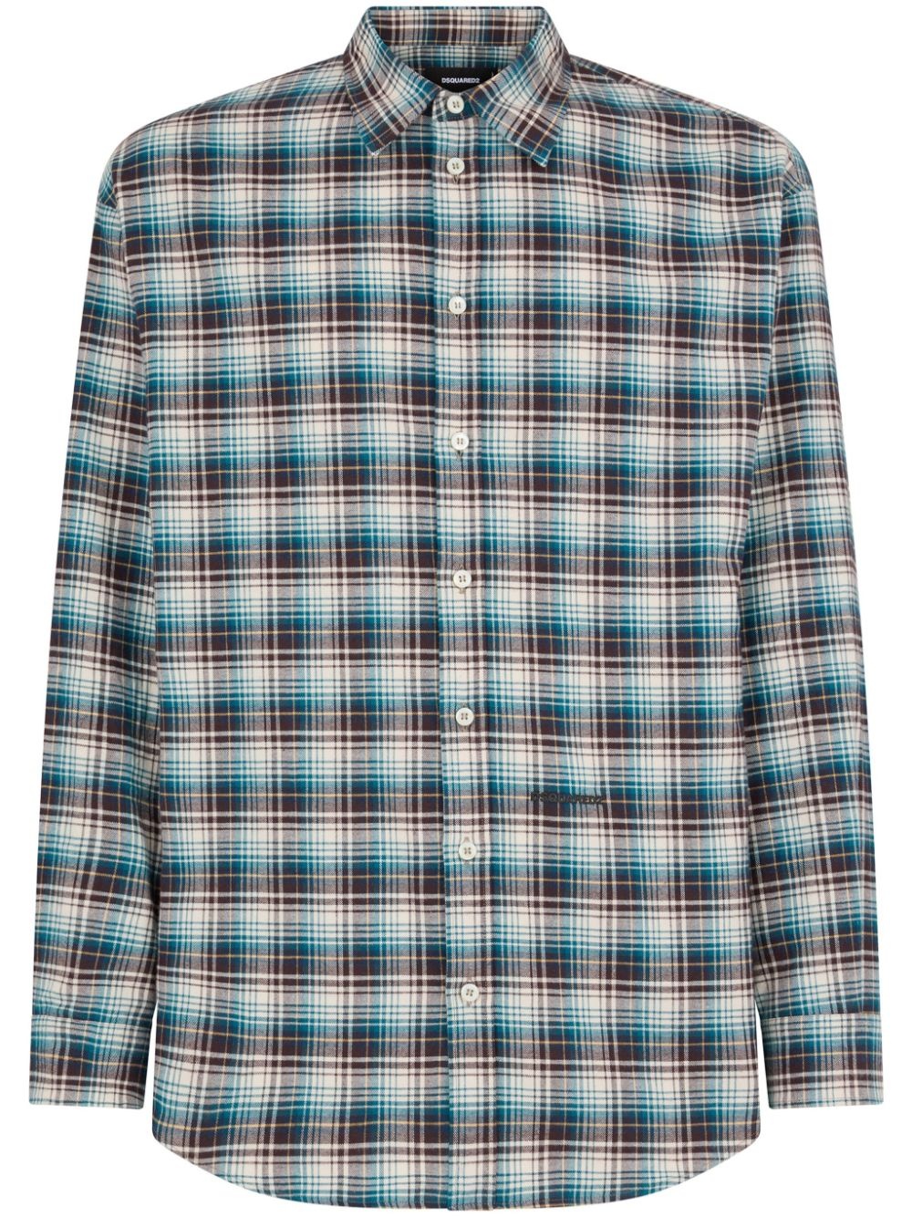 plaid-check pattern cotton shirt - 1