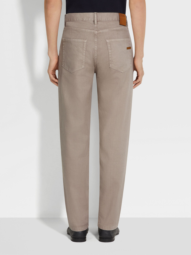 LIGHT TAUPE STRETCH COTTON AND LINEN ROCCIA JEANS 5