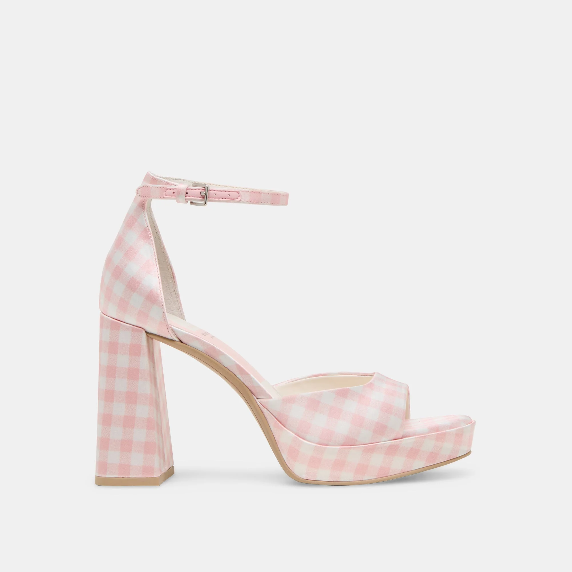 PANDRO X BYRDIE GOLF HEELS PINK PLAID GINGHAM - 1