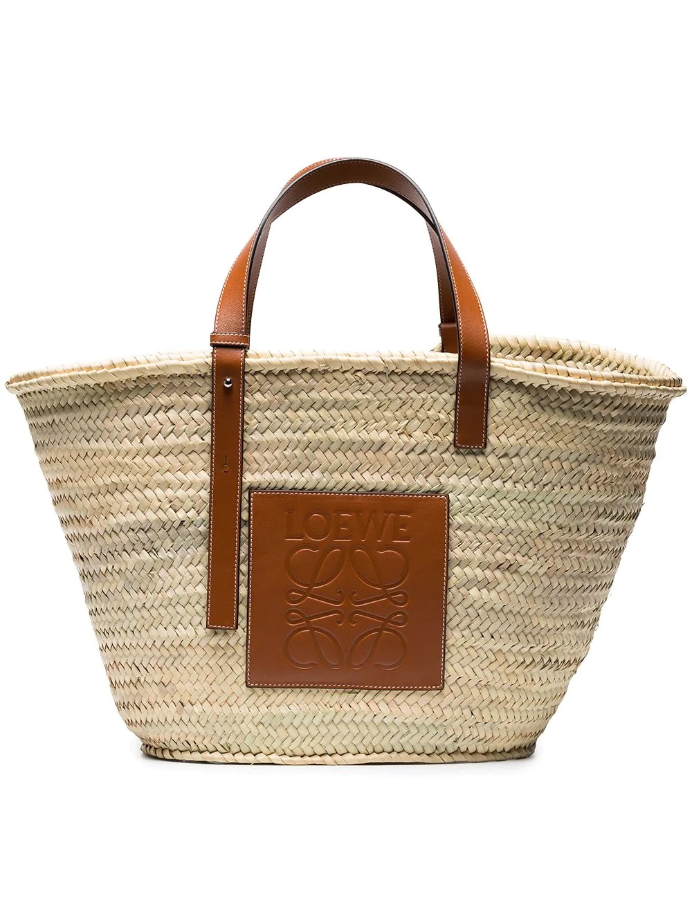 large logo raffia basket bag - 1