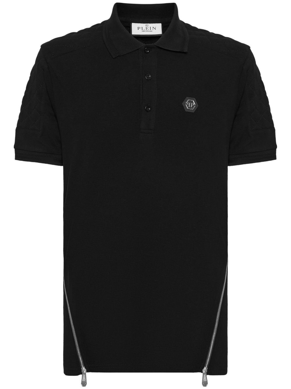 zip-detail cotton polo shirt - 1