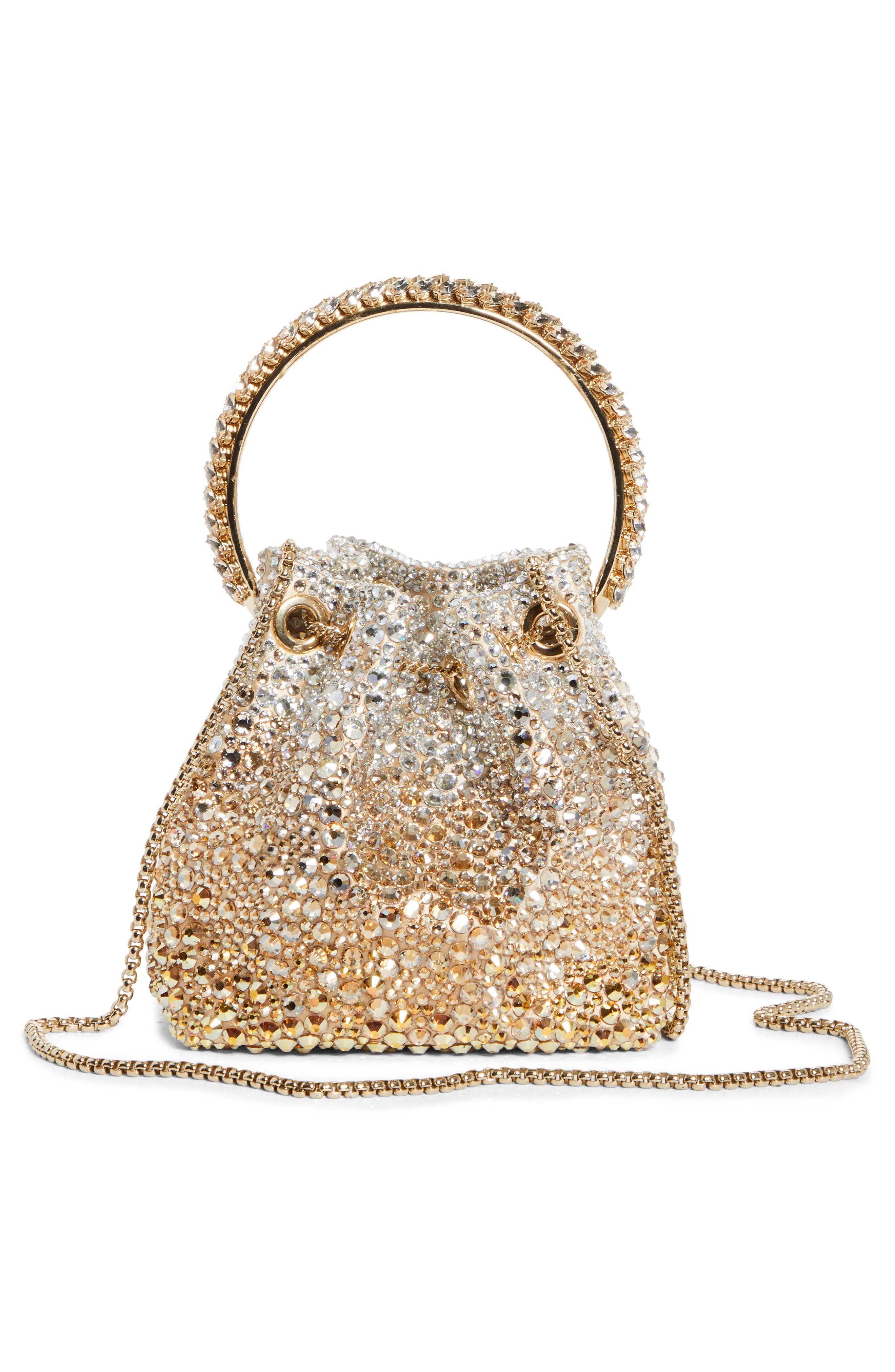 Jimmy Choo Bon Bon Crystal Drawstring Pouch in Gold/Silver at Nordstrom - 5