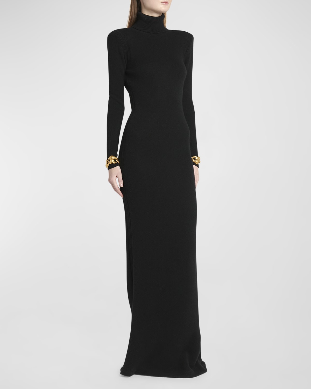 Turtleneck Backless Soft Cashmere Maxi Dress - 3