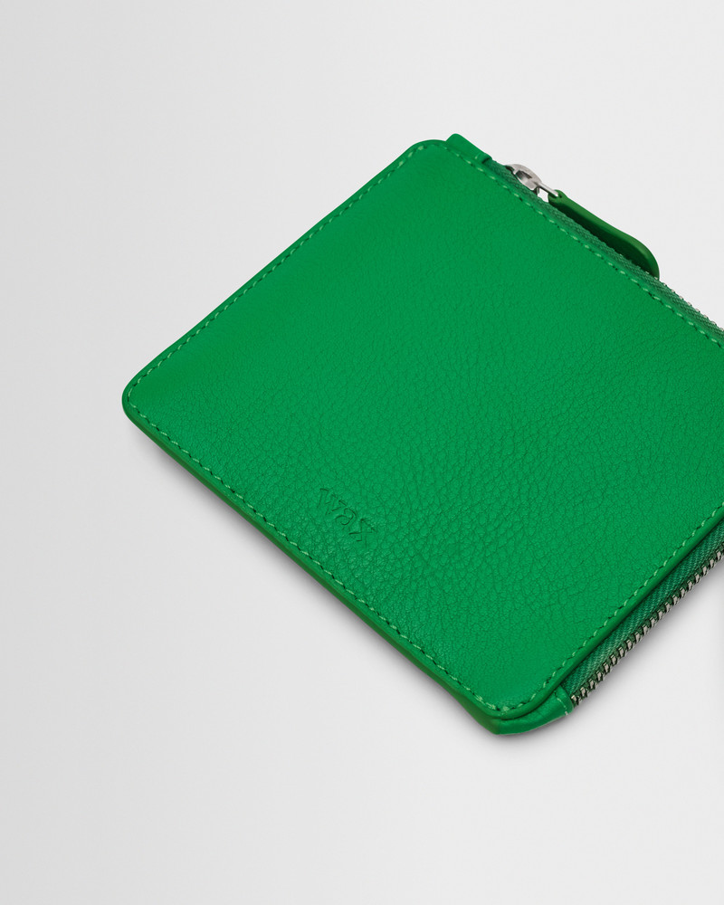Wax London Harford - Bright Green Leather Zip Wallet outlook