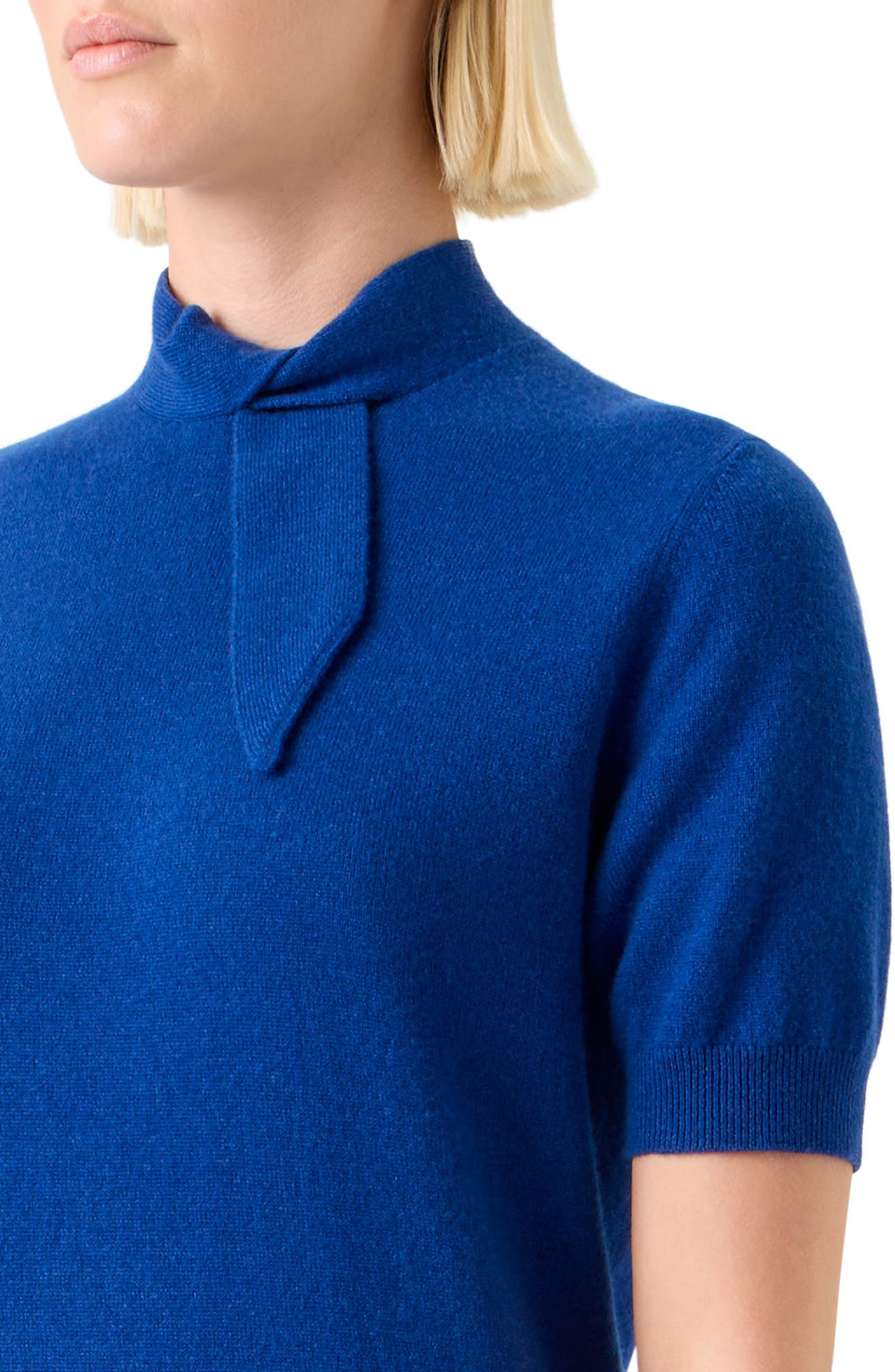 Akris Short Sleeve Cashmere Scarf Neck Sweater in Royal Blue at Nordstrom - 4