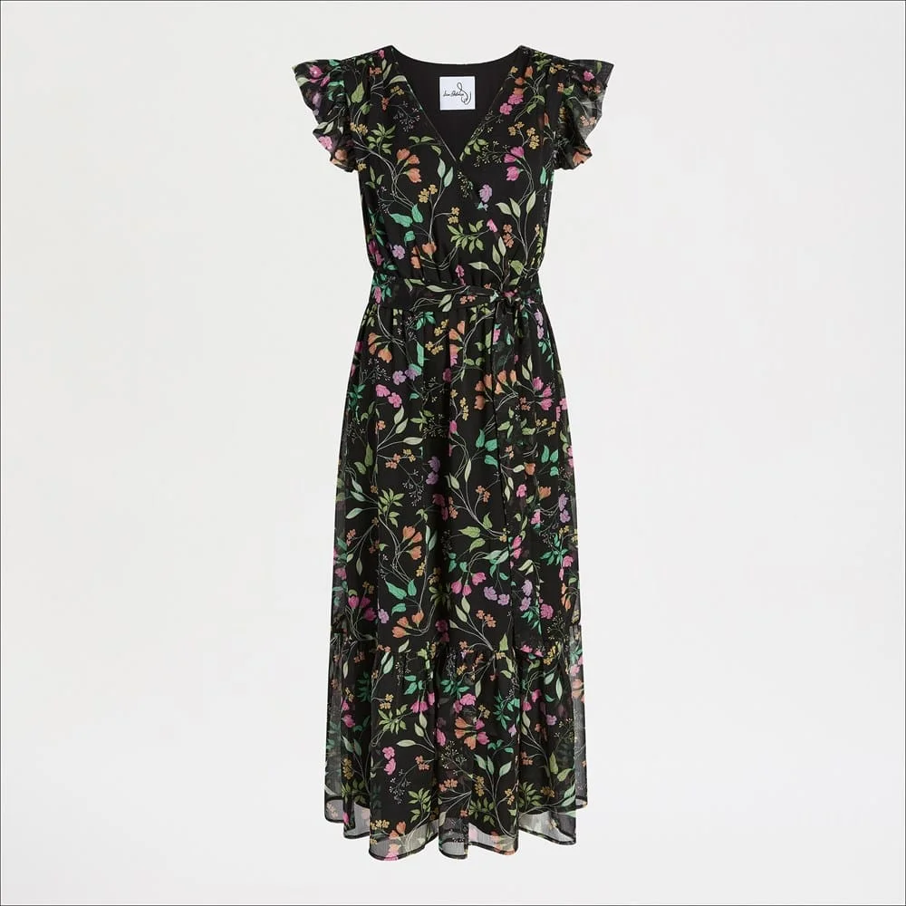 Fluttered Sleeve Maxi Dress - 1