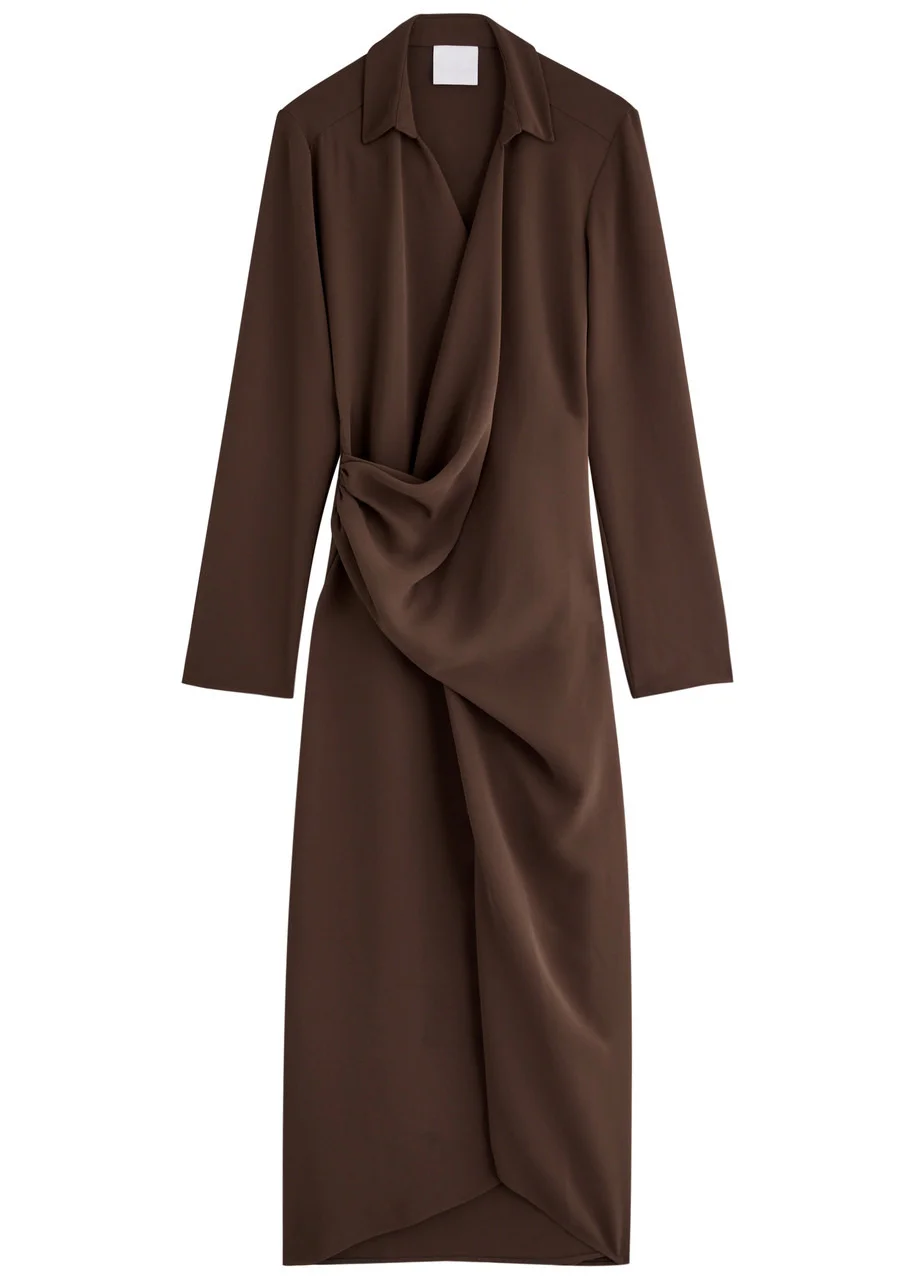 Paris Georgia Simone Draped Midi Shirt Dress - 1