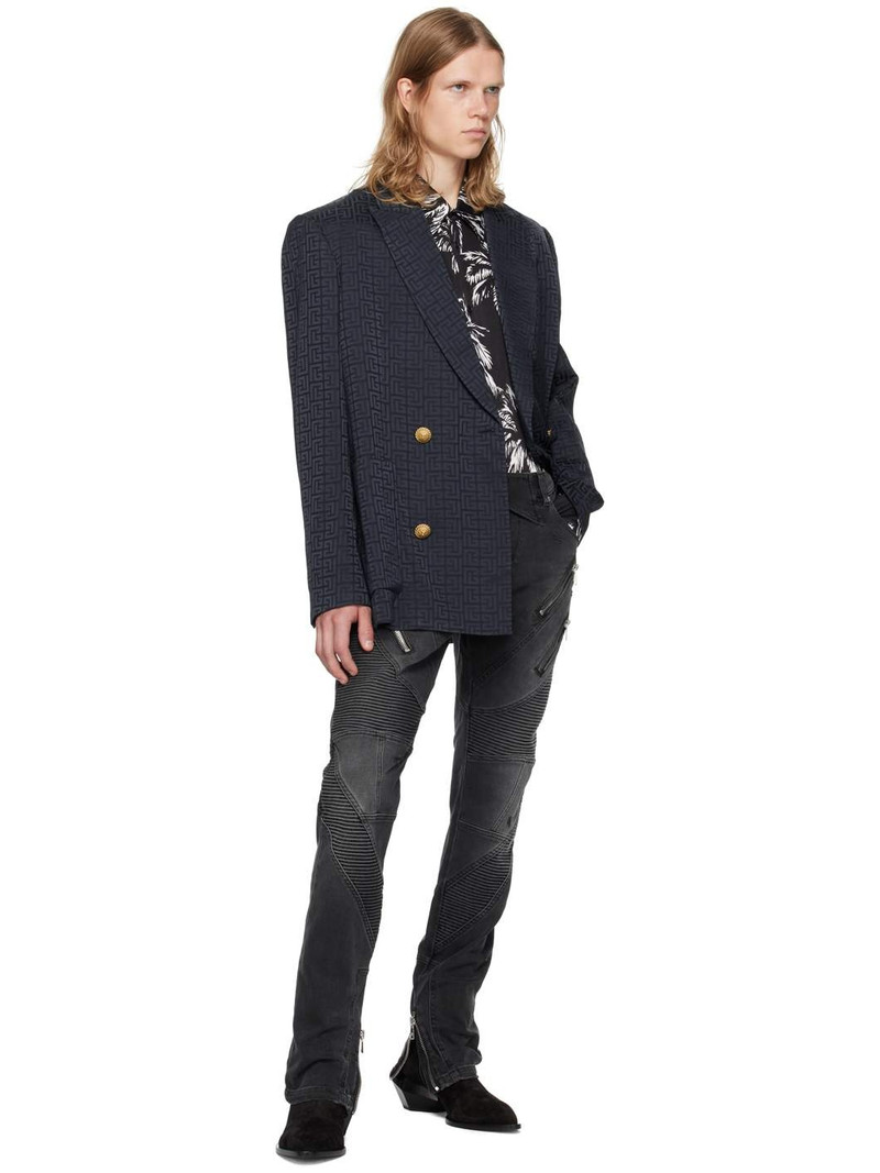 Balmain Navy PB Labyrinth Blazer outlook