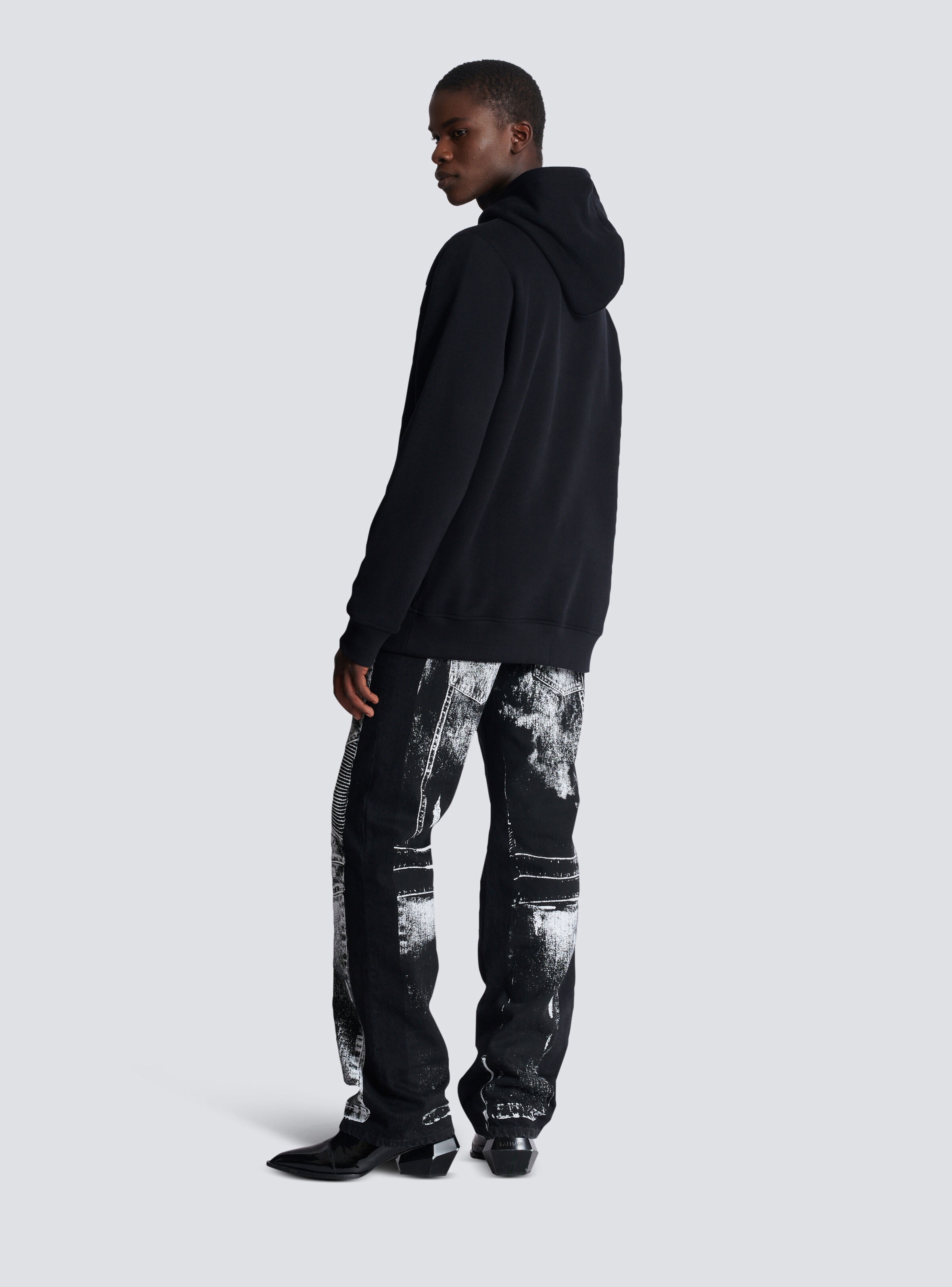 Flocked Balmain Letter hoodie - 4