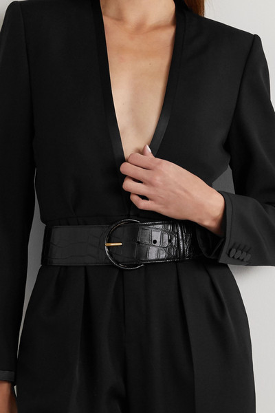 SAINT LAURENT Croc-effect leather belt outlook