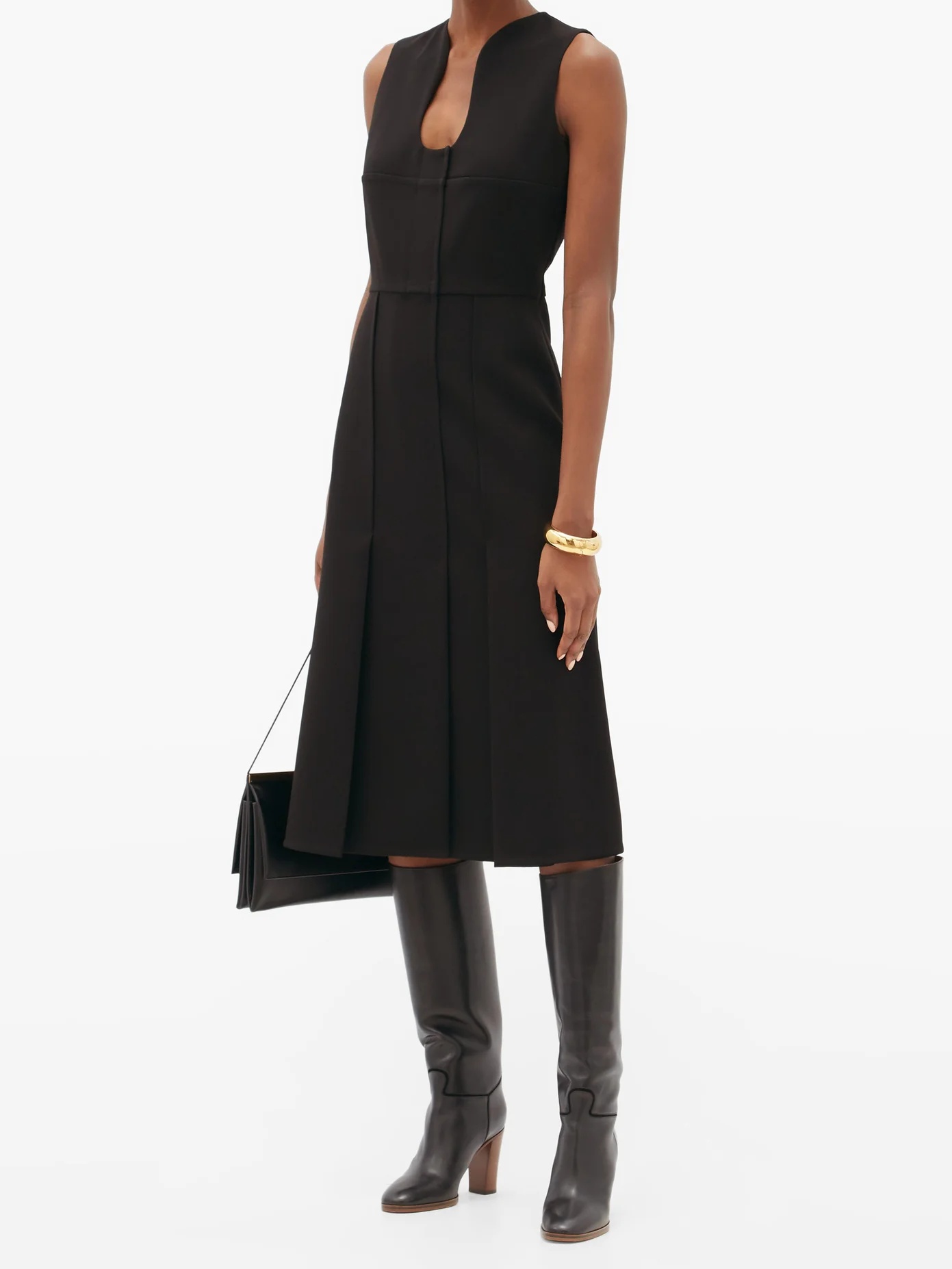 Keyhole-neck crepe midi dress - 2