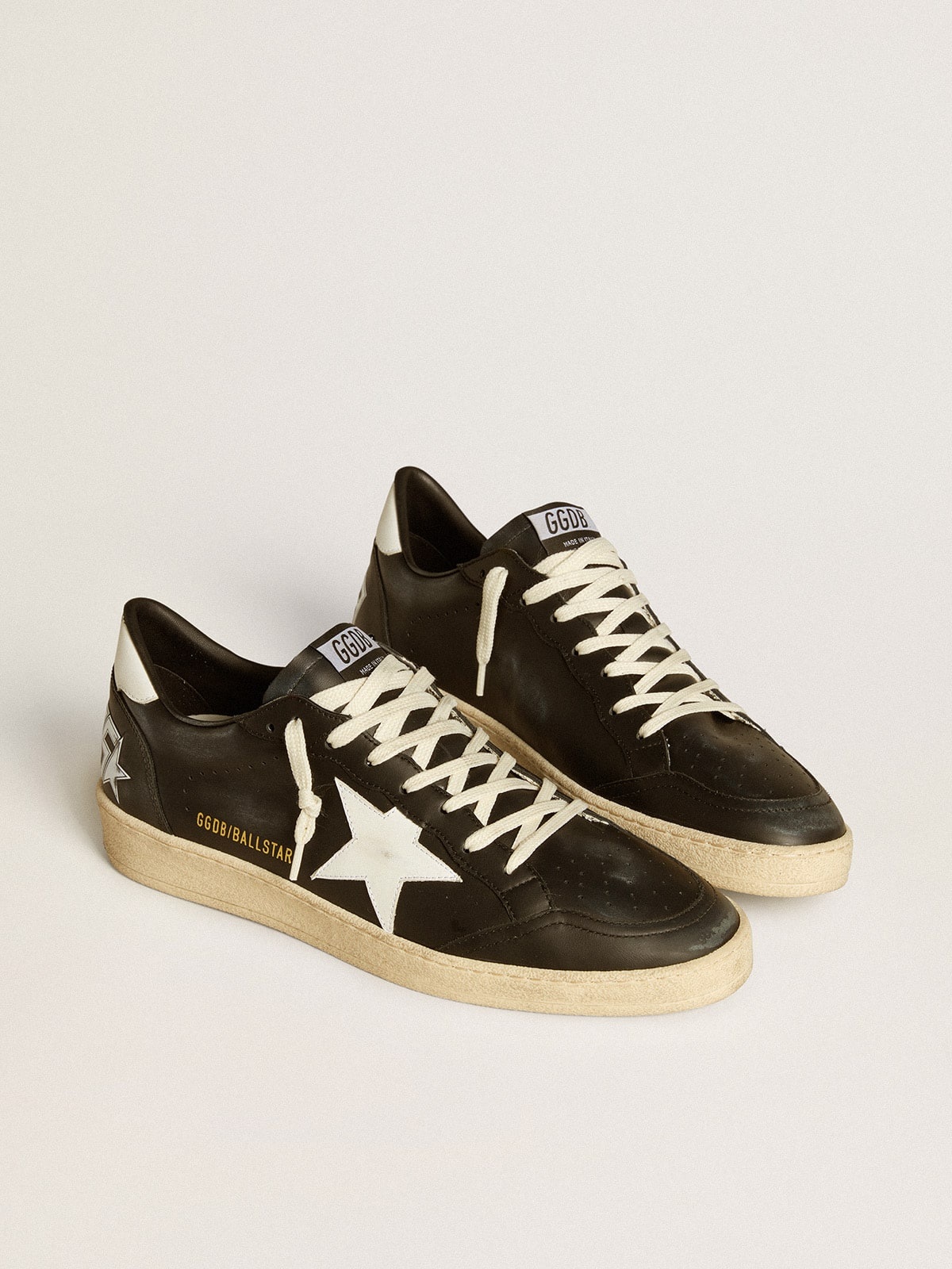 Men's Ball Star in black nappa with white leather star and heel tab - 2