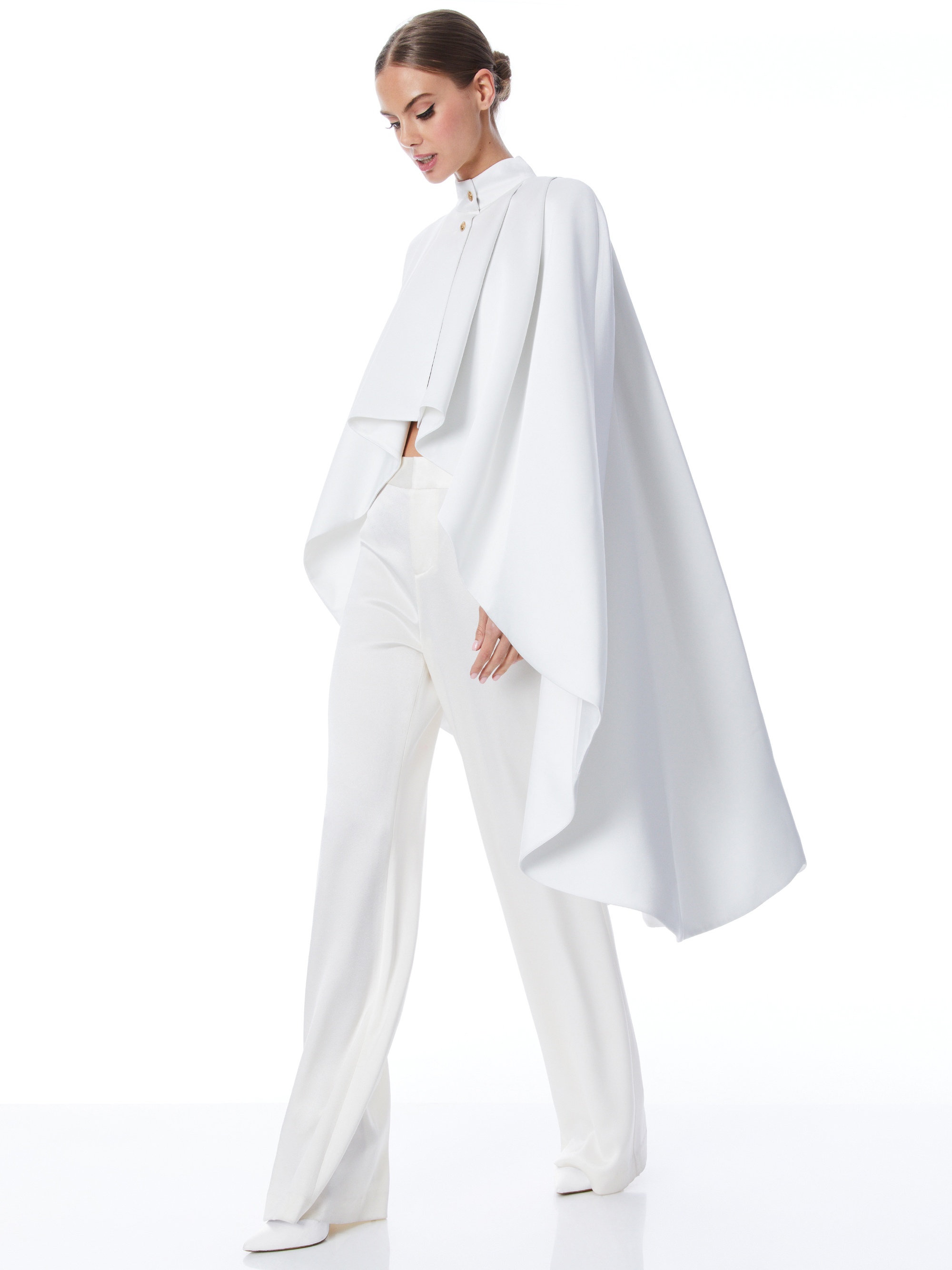 SUSANNE HIGH LOW COLLARED CAPE - 2