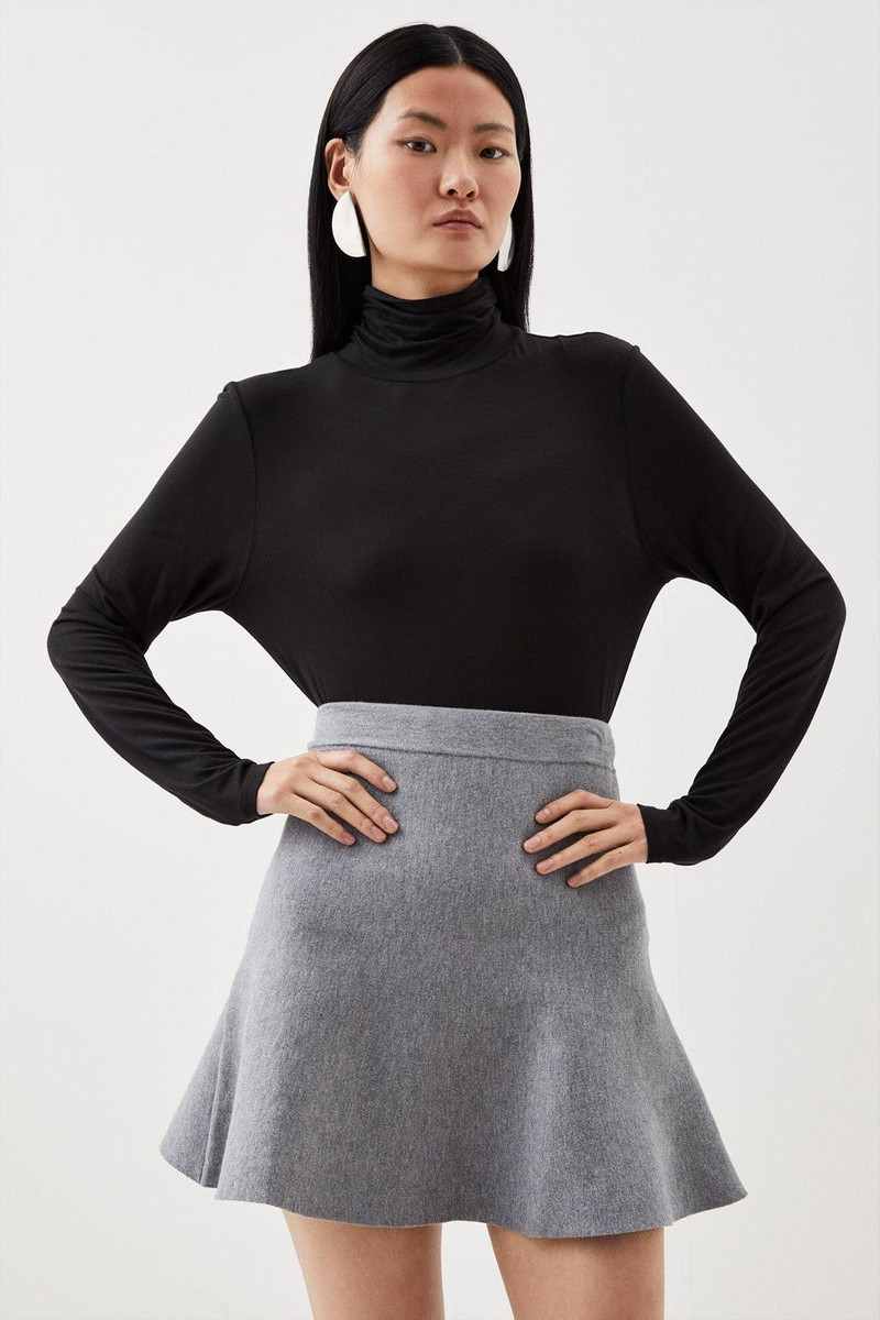 Compact Wool Look Knit Flippy Mini Skirt 1