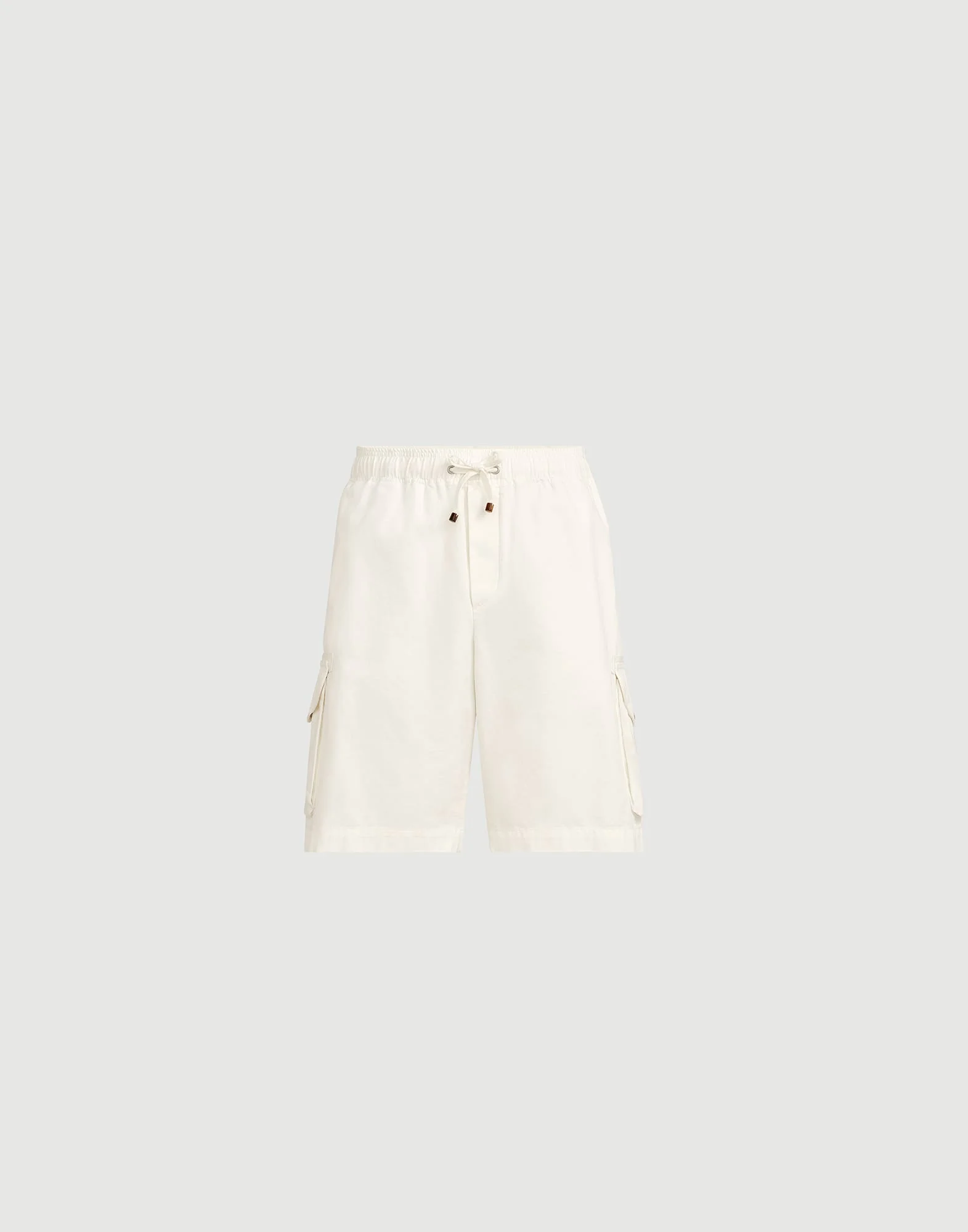Garment-dyed Bermuda shorts in twisted cotton gabardine with drawstring and cargo pockets - 1