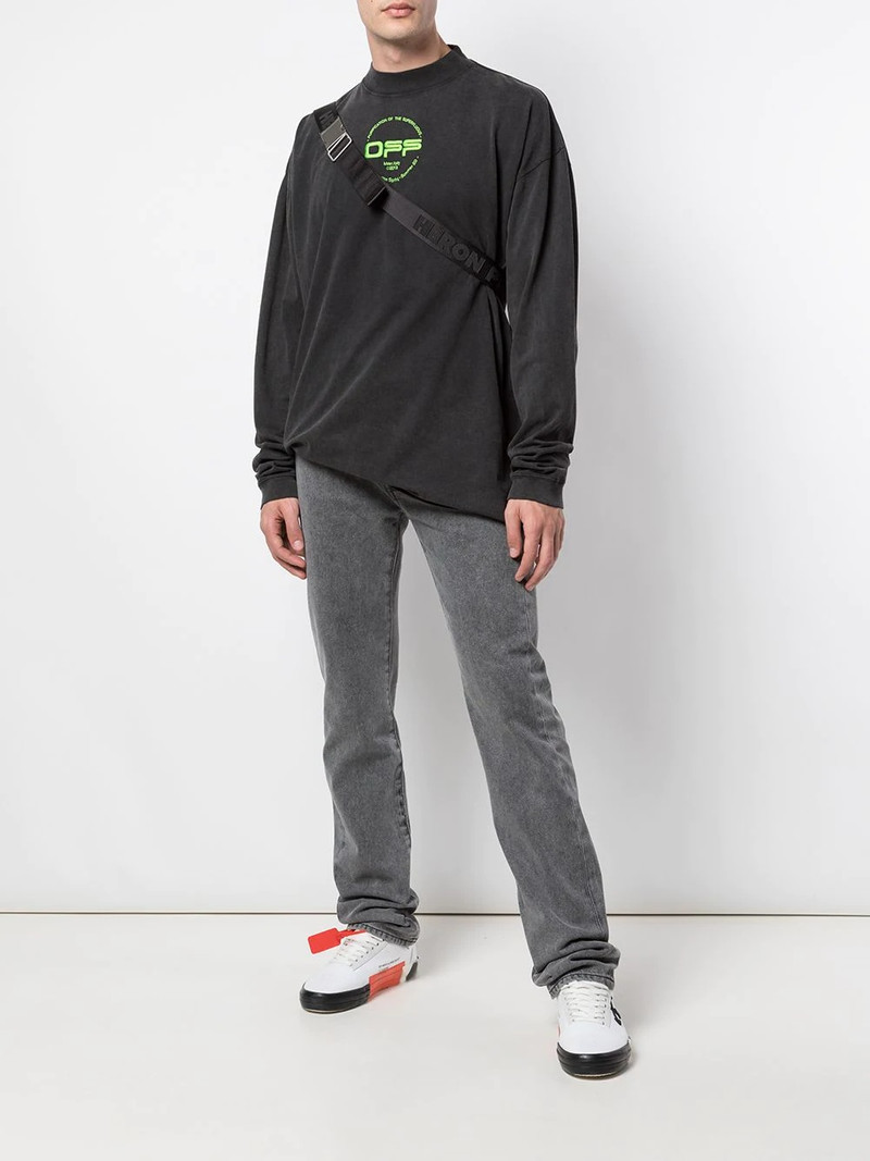 Off-White faded 똑바른 청바지 outlook