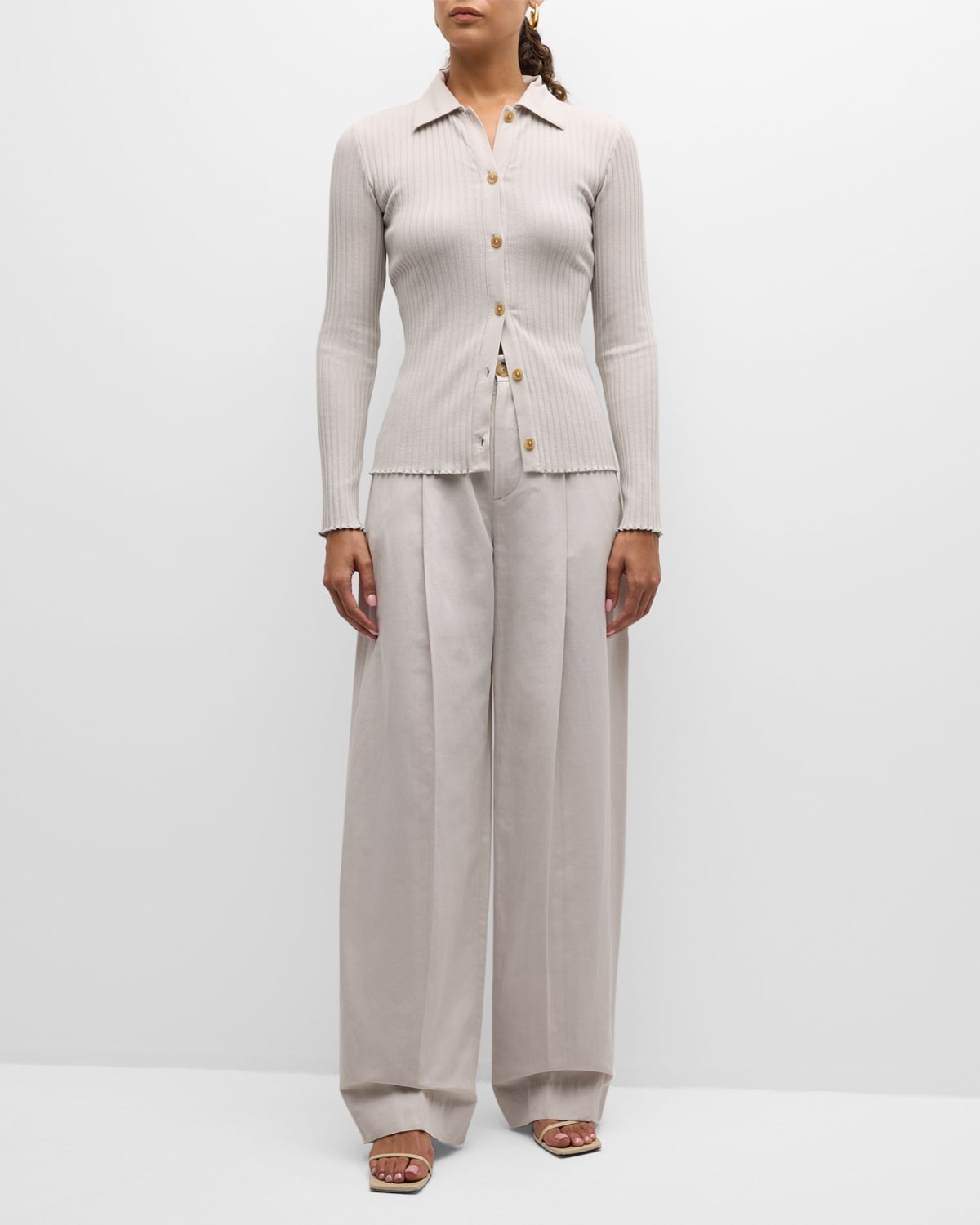 High-Waist Tailored Wide-Leg Pants - 3