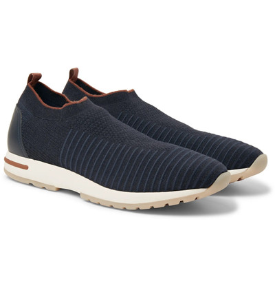 Loro Piana 360 Flexy Walk Leather-Trimmed Knitted Wish Wool Slip-On Sneakers outlook