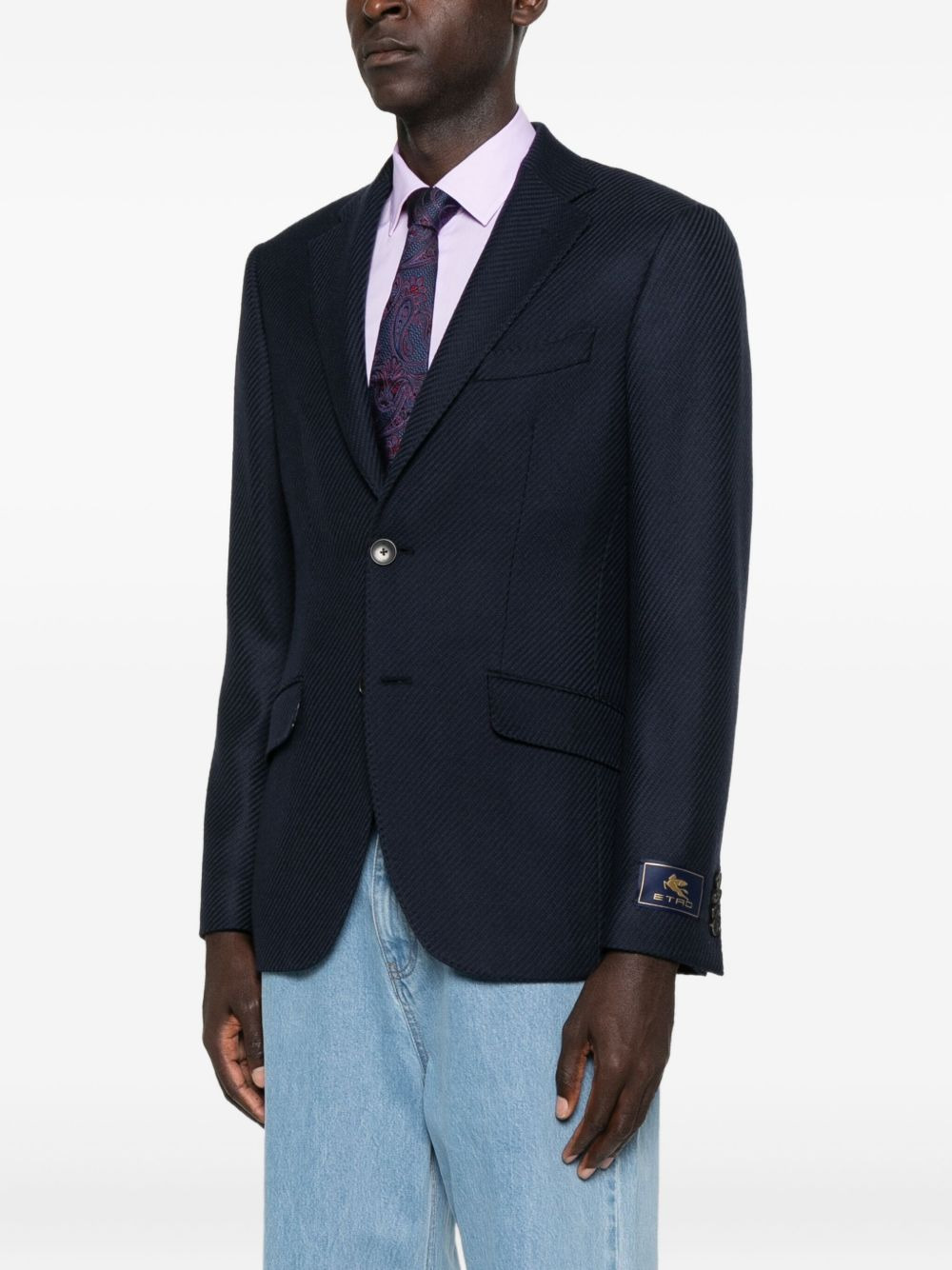 notched patterned blazer - 3