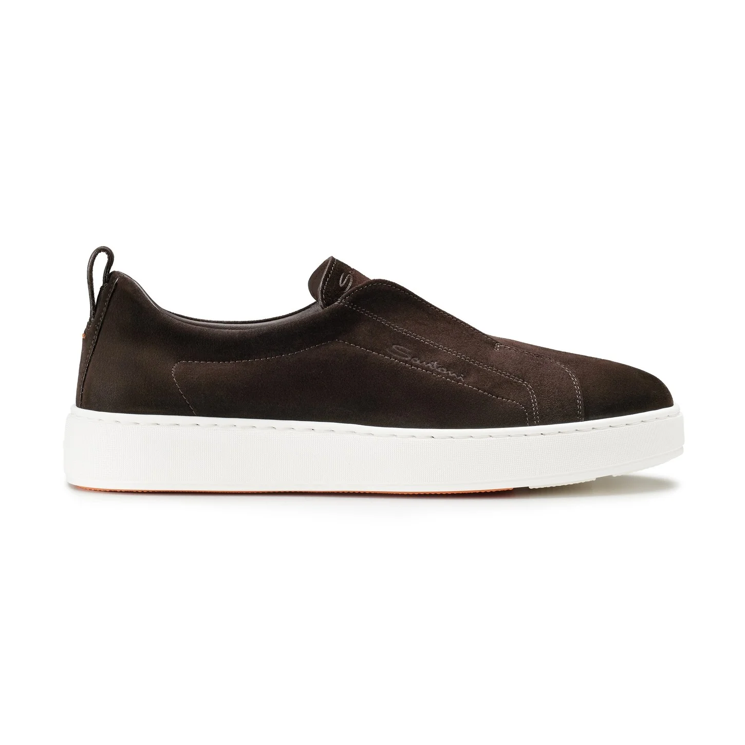 Men's dark brown suede slip-on sneaker - 1