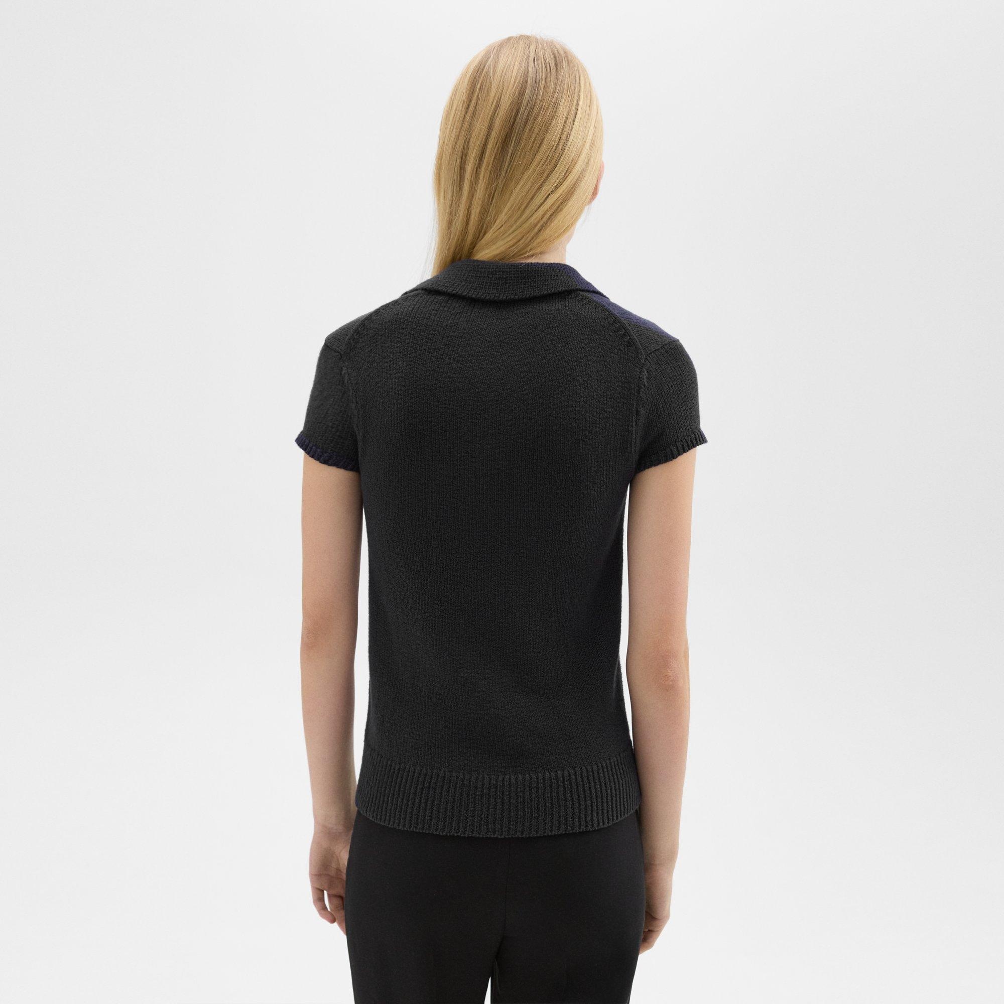 Cap Sleeve Polo in Cotton-Wool Bouclé - 4