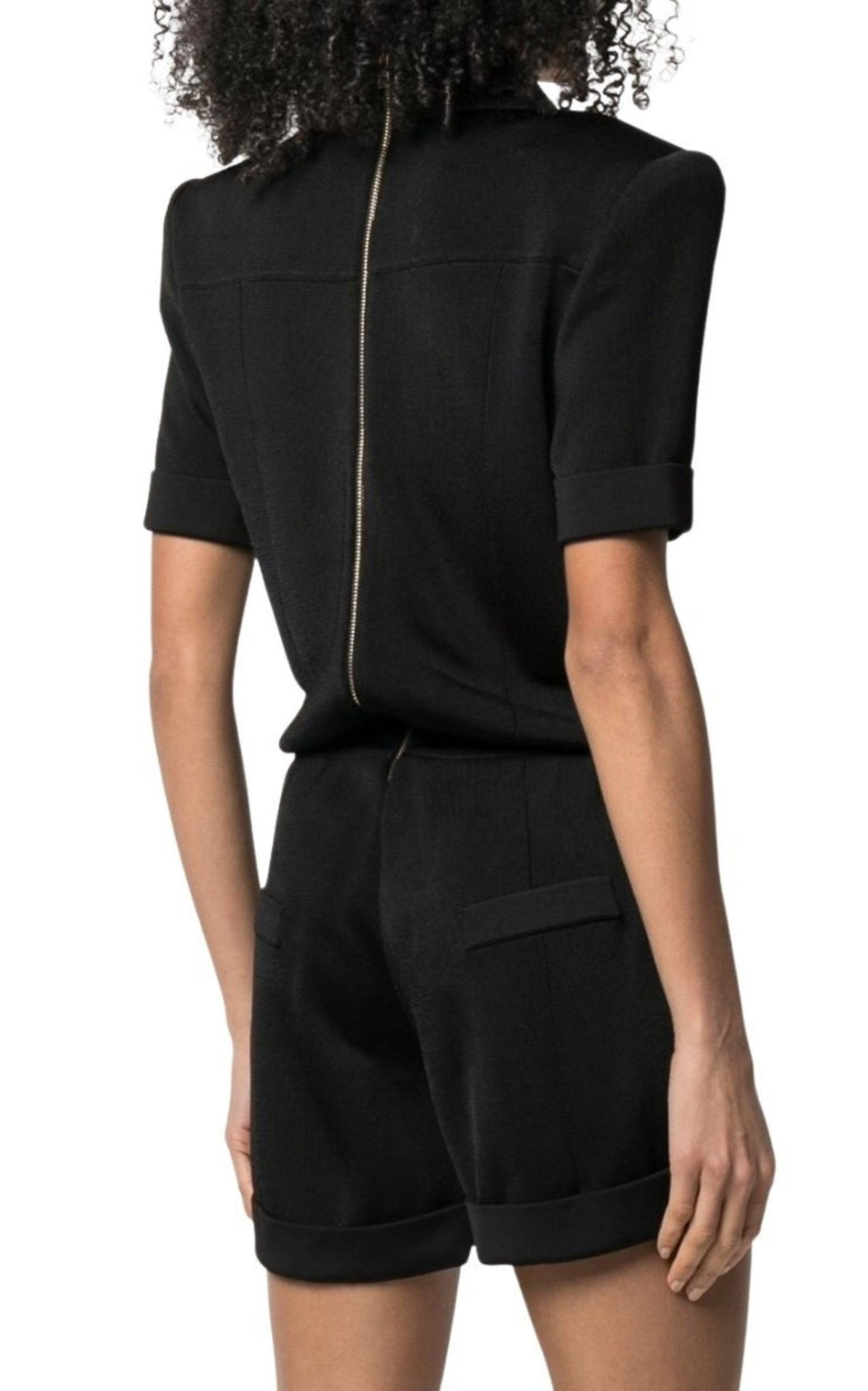 Peak Lapel Knitted Jumpsuit - 4