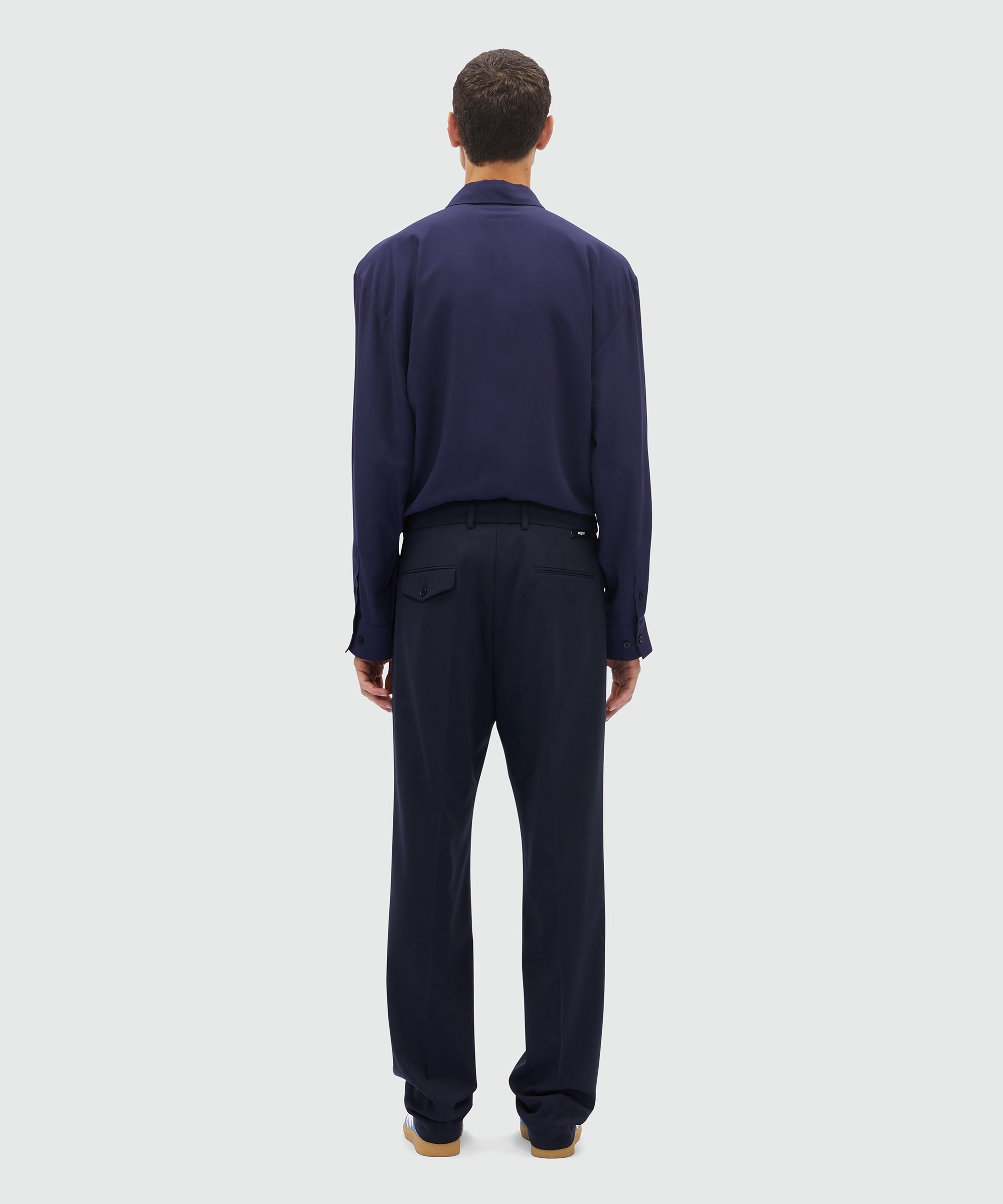Dark blue chino trousers in light wool - 3