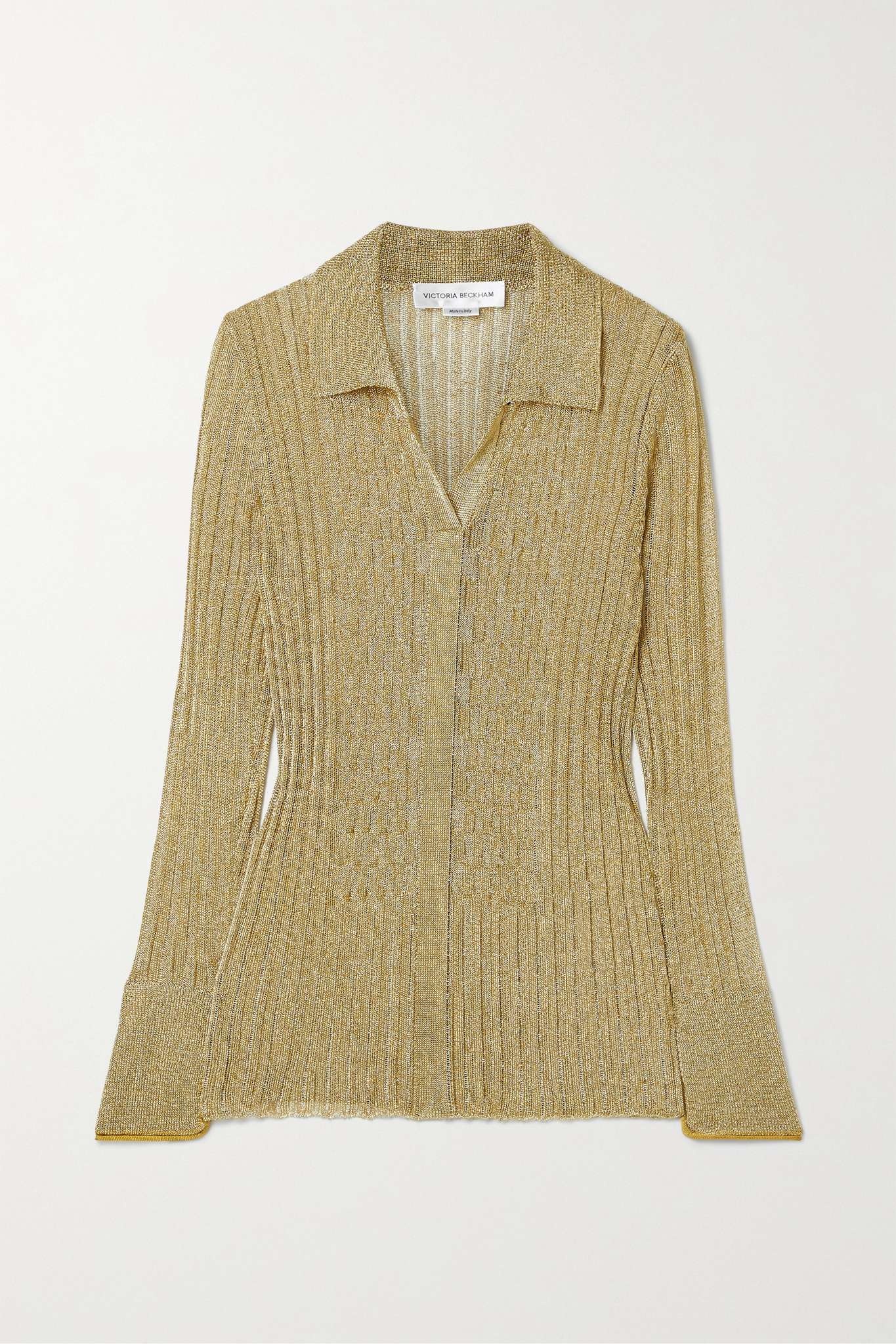 Metallic ribbed-knit shirt - 1