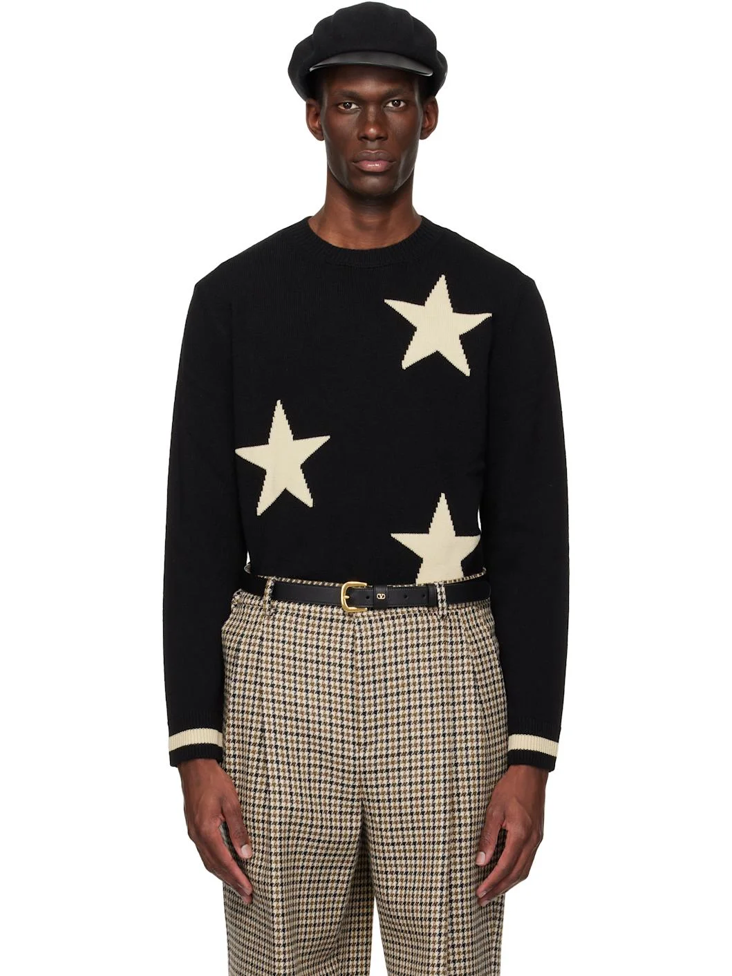 Black Crewneck Stars VLogo Sweater - 1