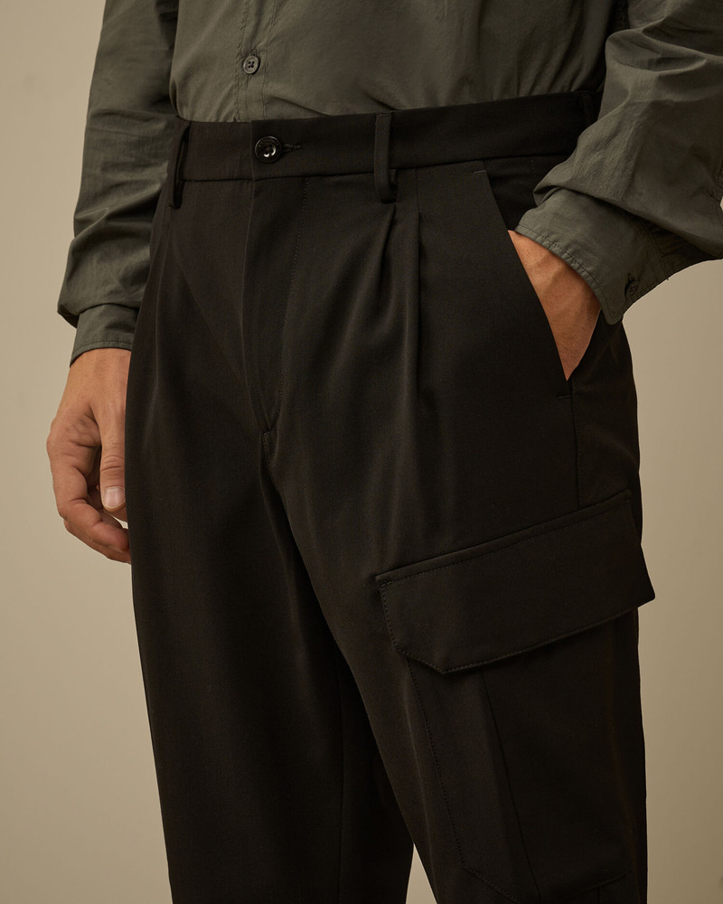 Wool Gabardine Loose Cargo Pants 5