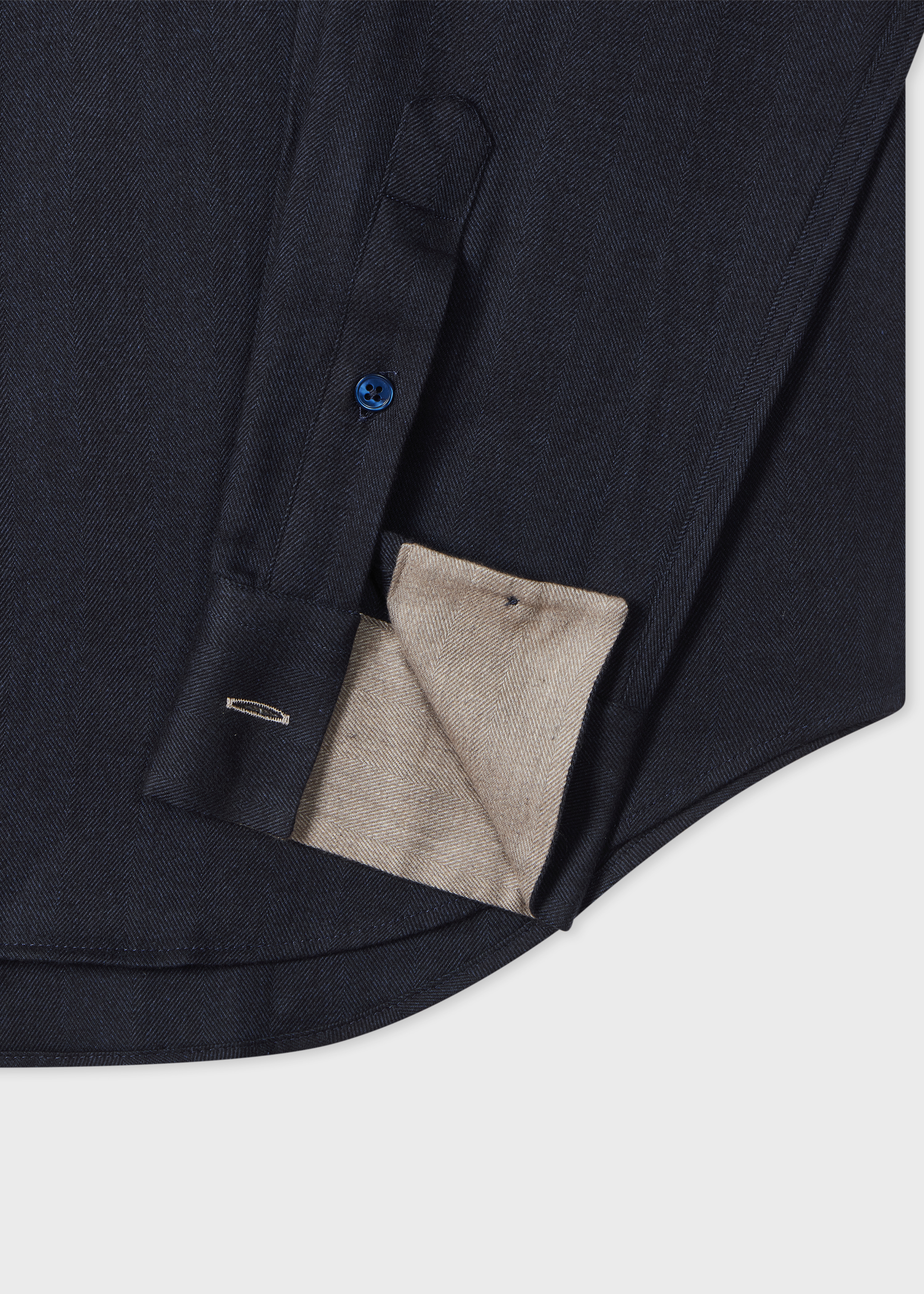 Navy Cotton-Lyocell Flannel Shirt - 2