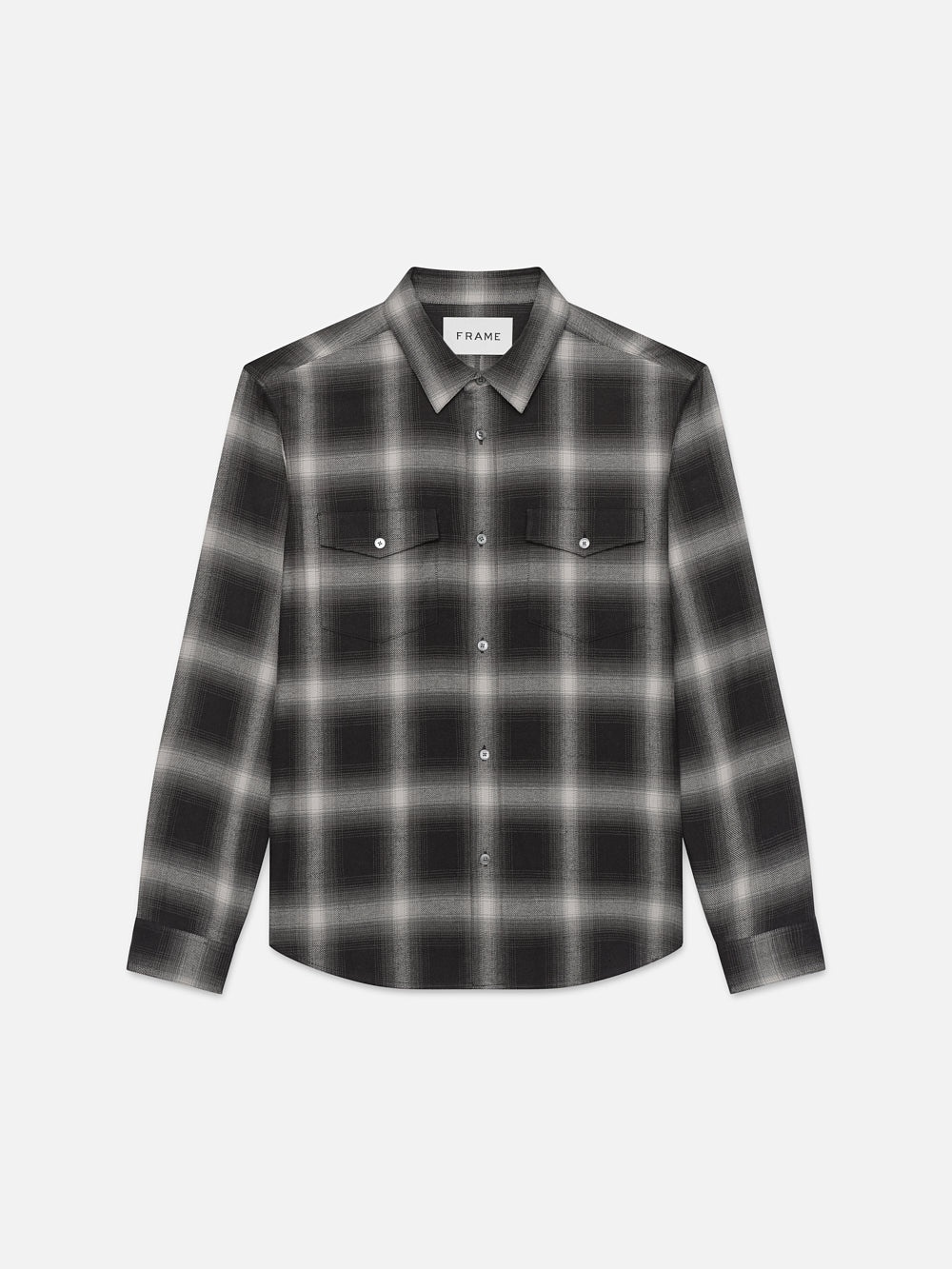 Brushed Cotton Plaid Shirt in Grey - 1