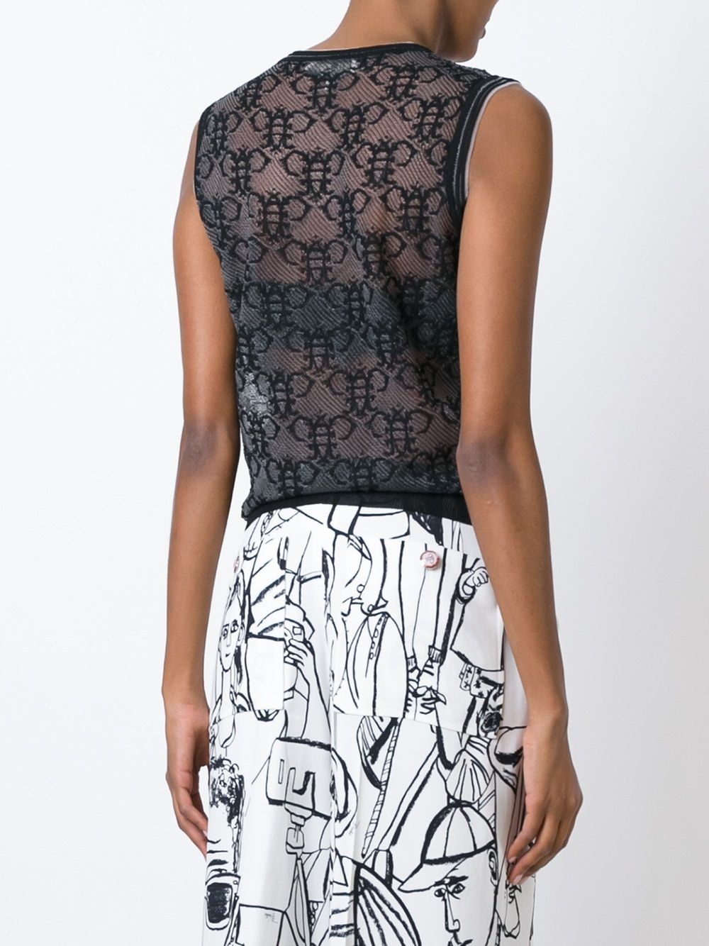 sheer logo tank top - 4