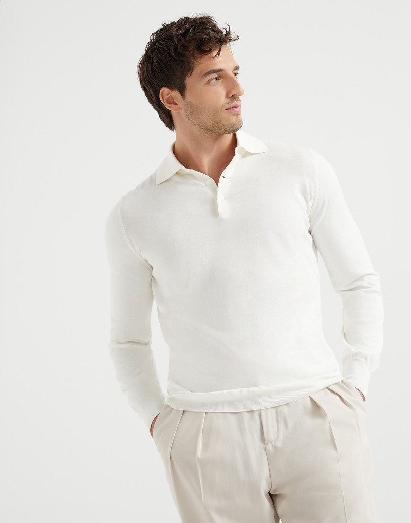 Cotton lightweight polo-style sweater - 1
