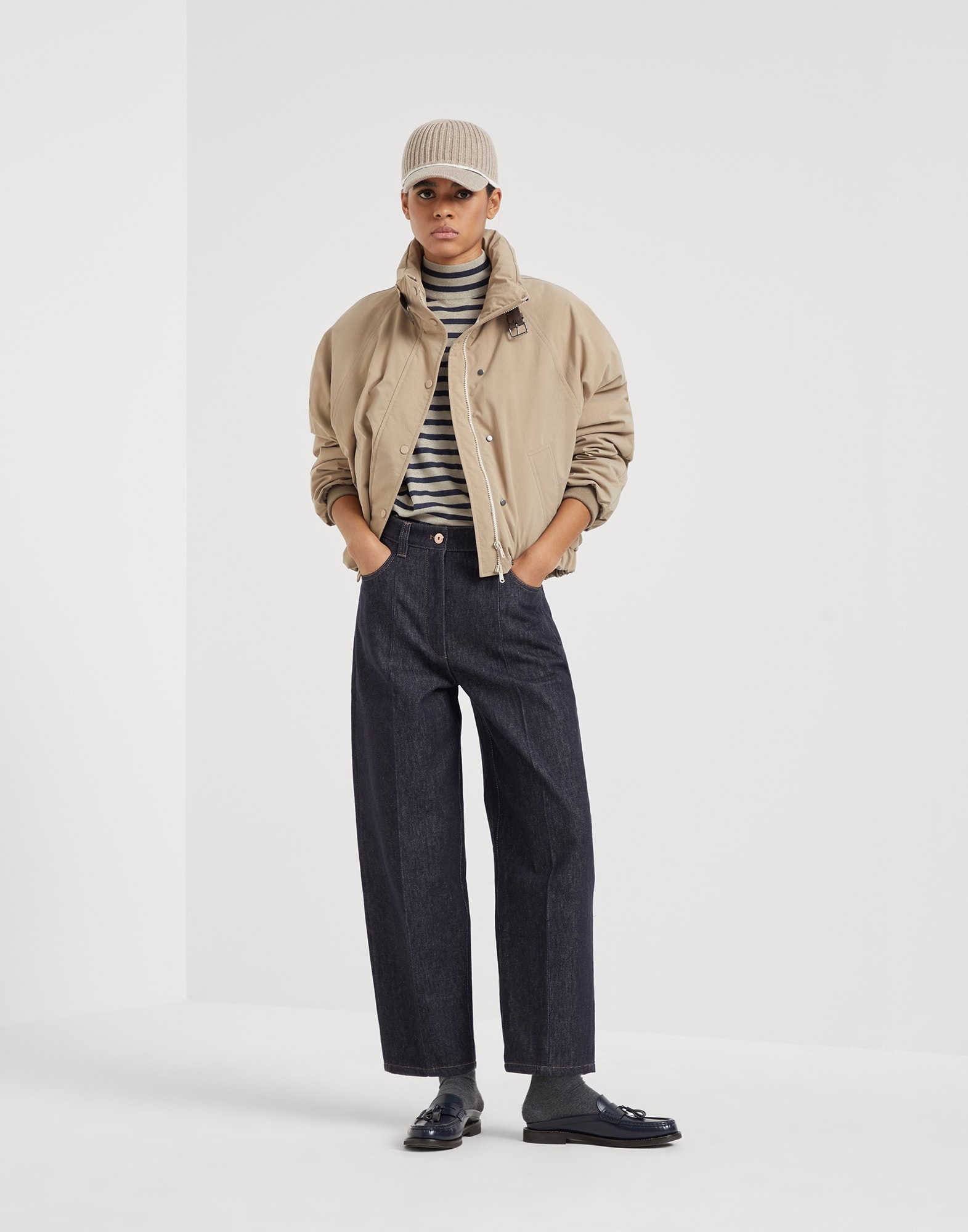 Techno canvas outerwear jacket with leather belt detail and monili - 5