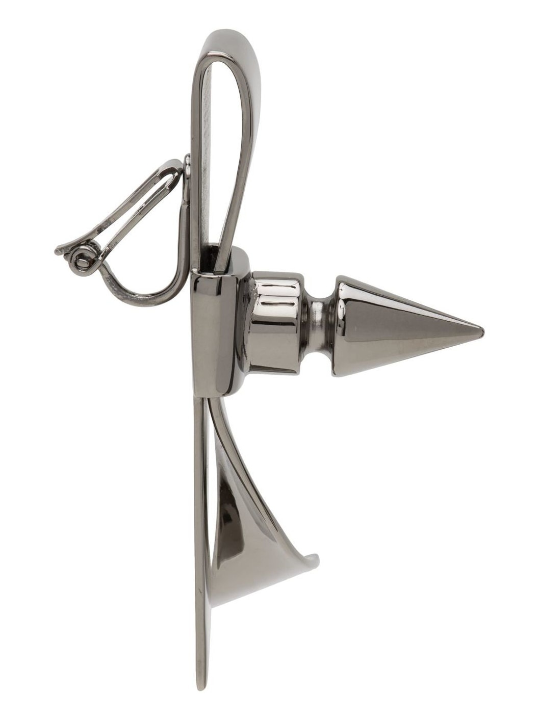 Gunmetal Spike Ribbon Clip-On Earrings - 2
