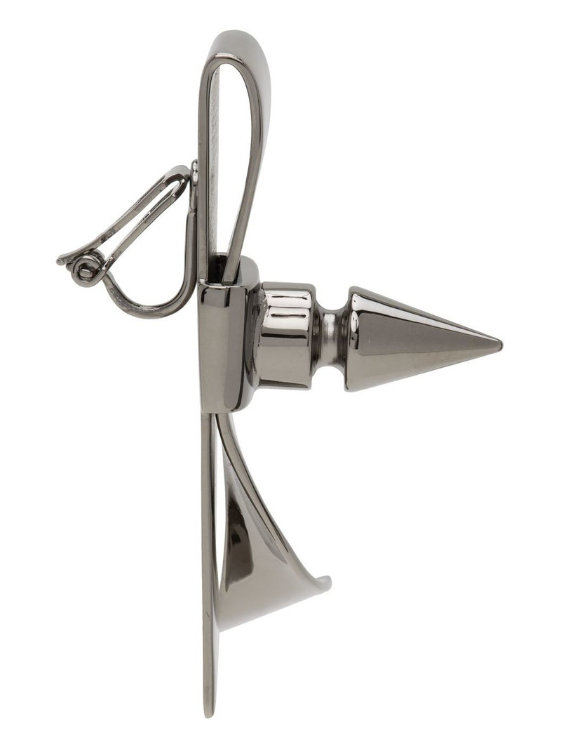 We11done Gunmetal Spike Ribbon Clip-On Earrings outlook