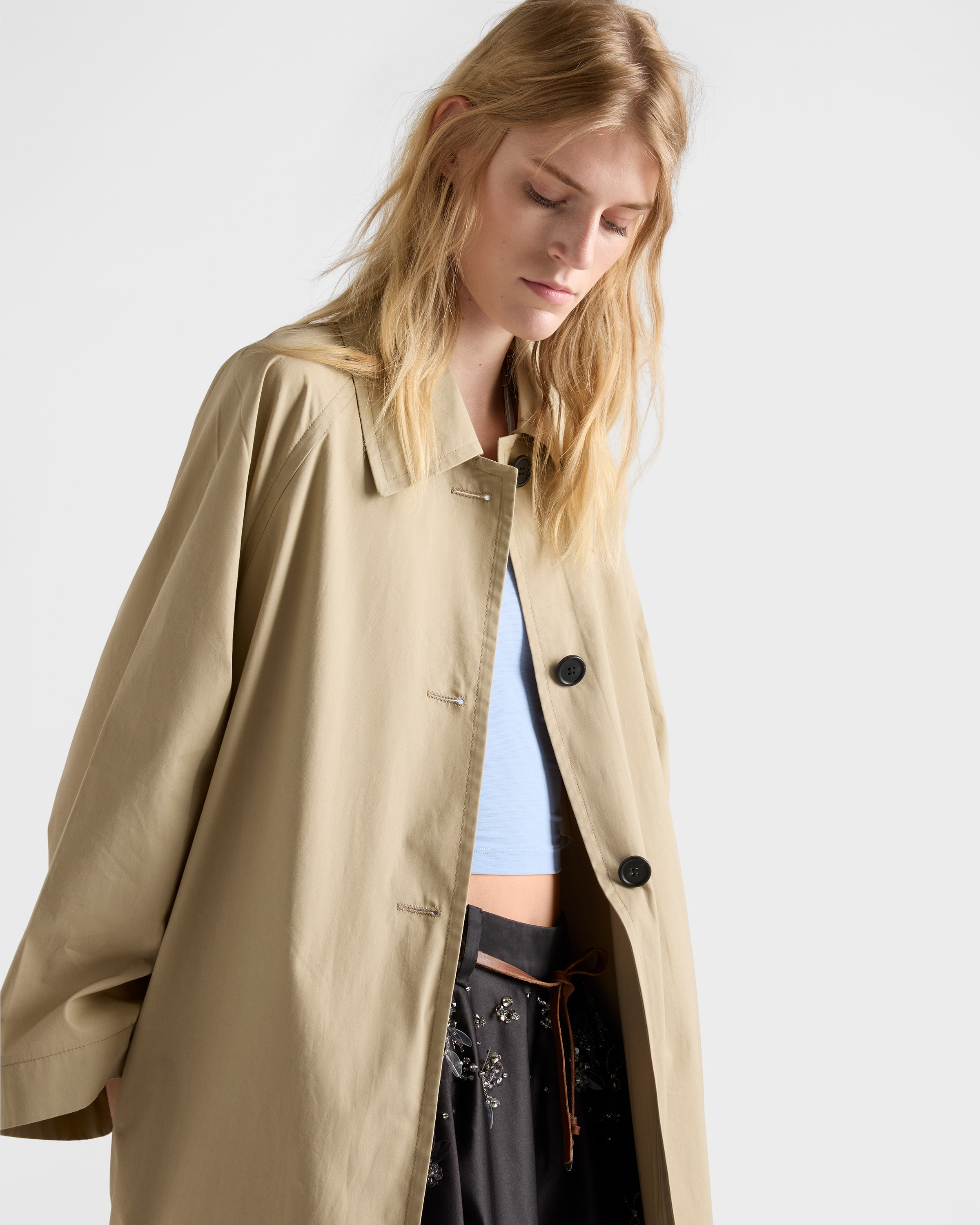 Single-breasted cotton canvas coat - 4