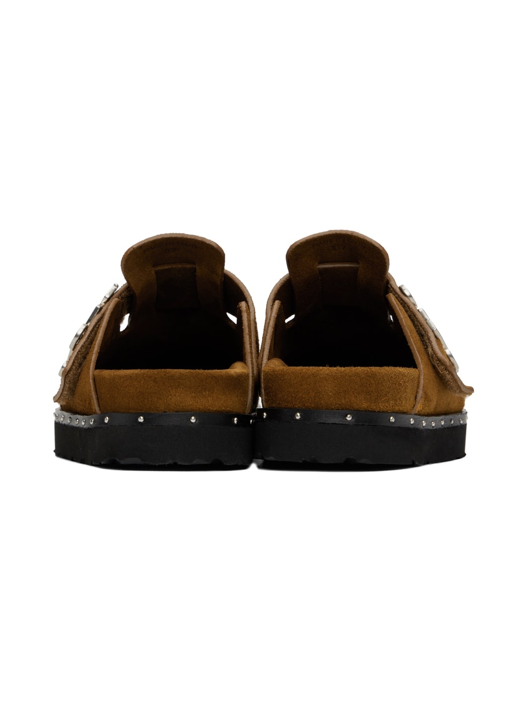 Brown Studded 'PA' Mules - 2