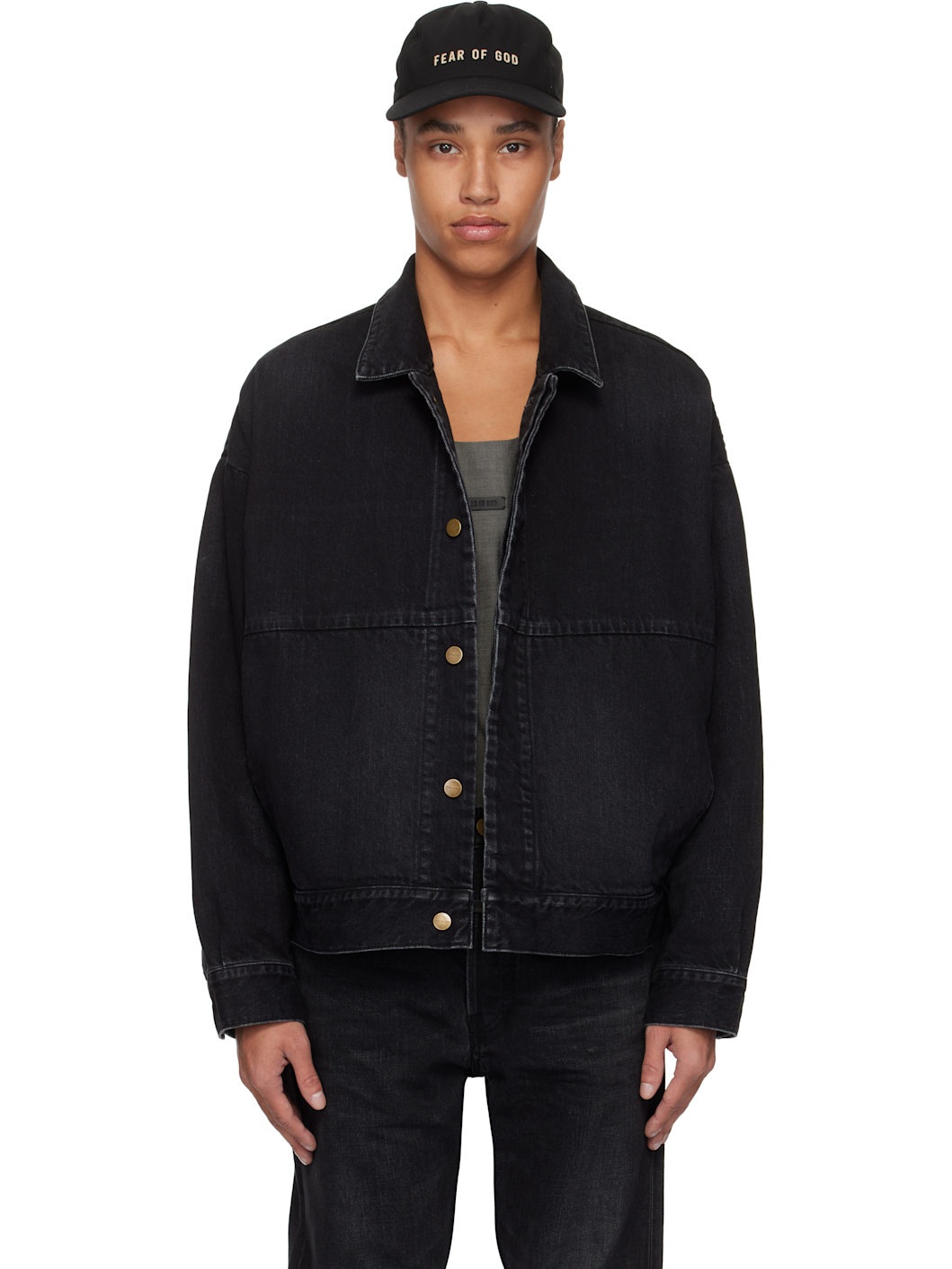 Black Trucker Denim Jacket - 1