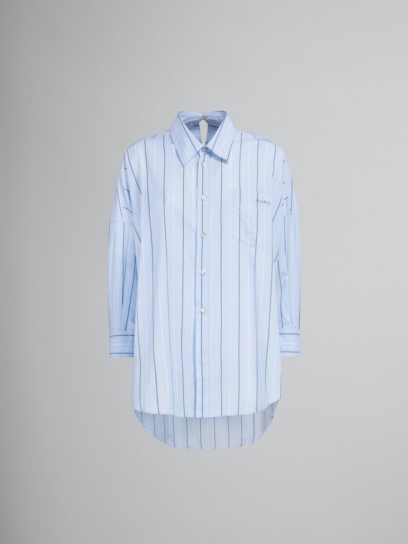 LIGHT GREEN STRIPED ORGANIC COTTON SHIRT WITH LOW BACK - 1