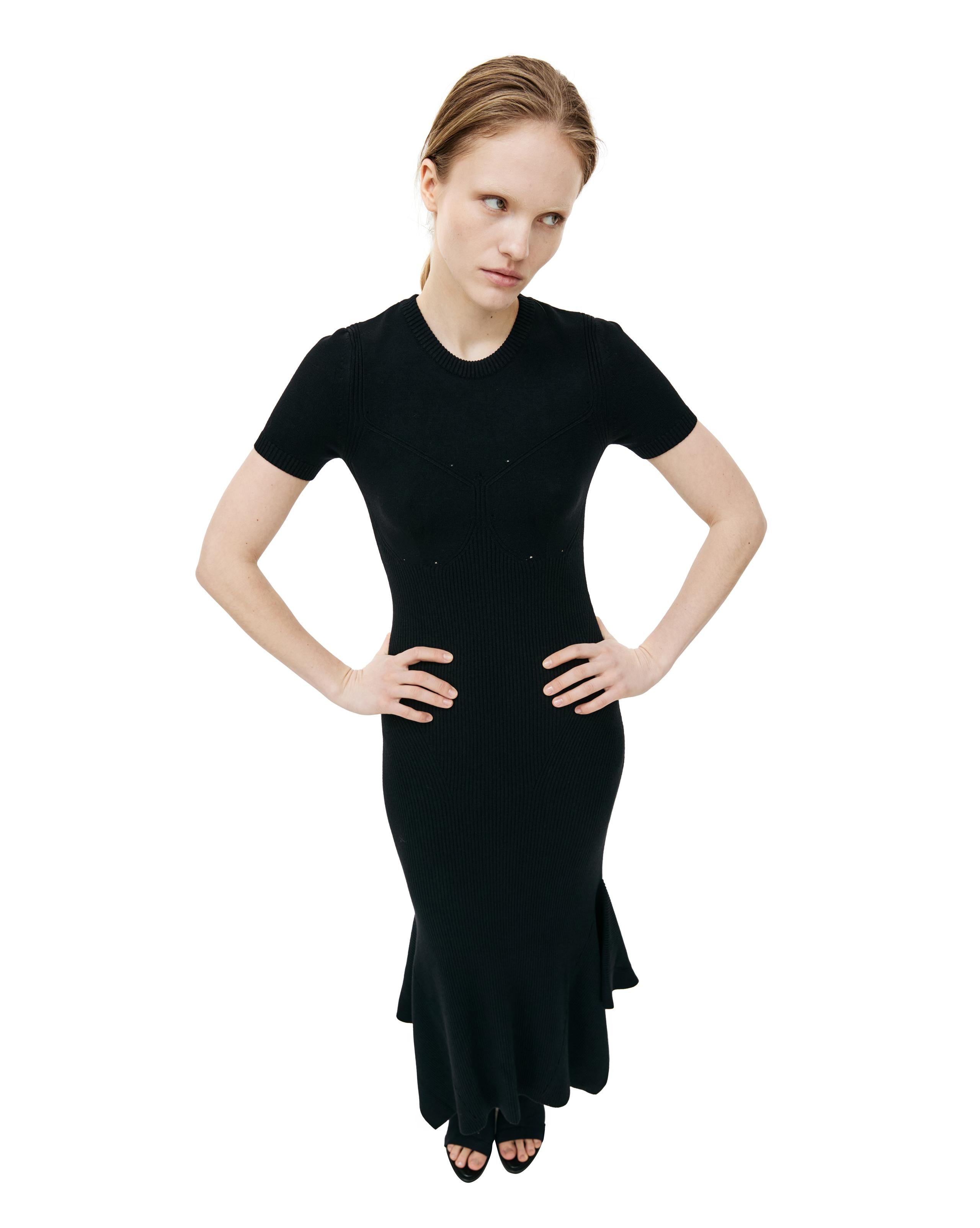 BLACK RIBBED MAXI DRESS - 4