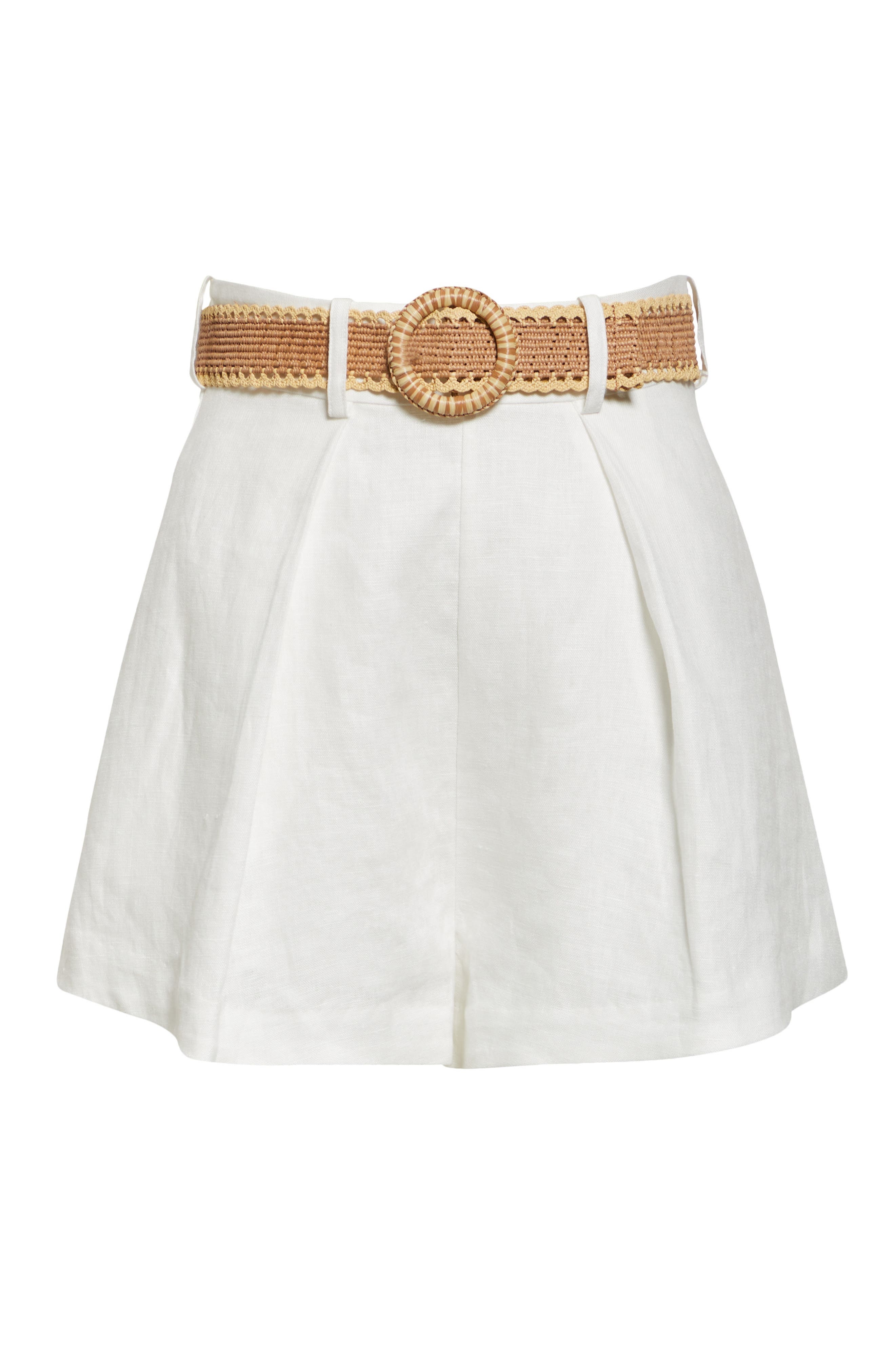 Zimmermann Acacia Belted Linen Tuck Shorts in Ivory at Nordstrom - 5