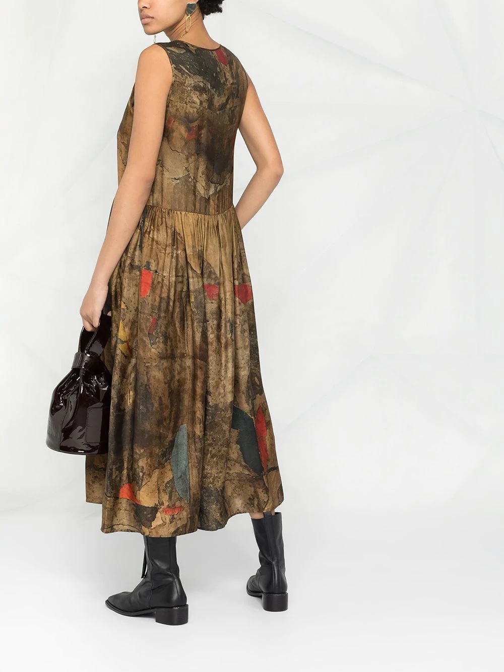 leaf print midi dress - 4