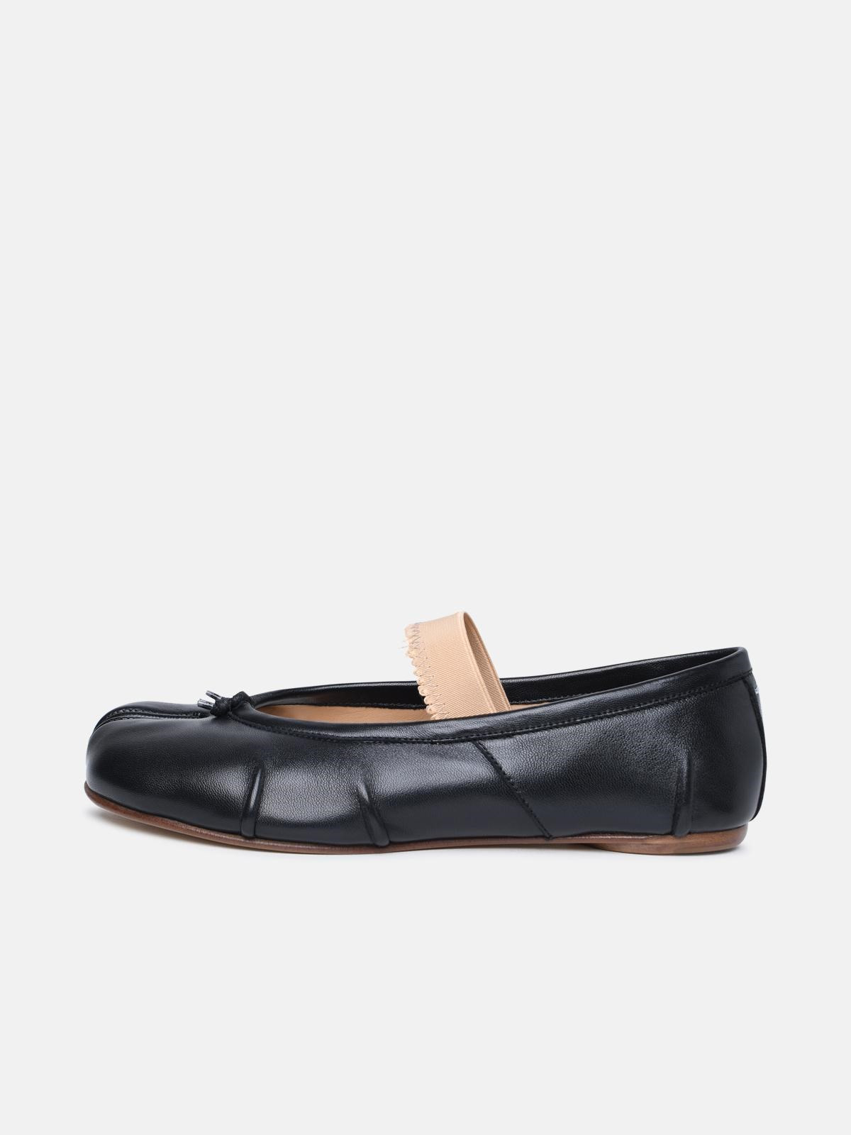 'TABI' BLACK NAPPA BALLET FLATS - 3