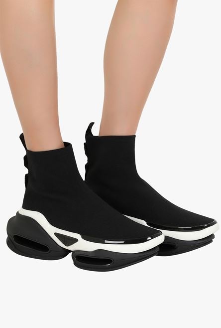 Exclusive - Black and white knit and suede B-Bold high-top sneakers - 8